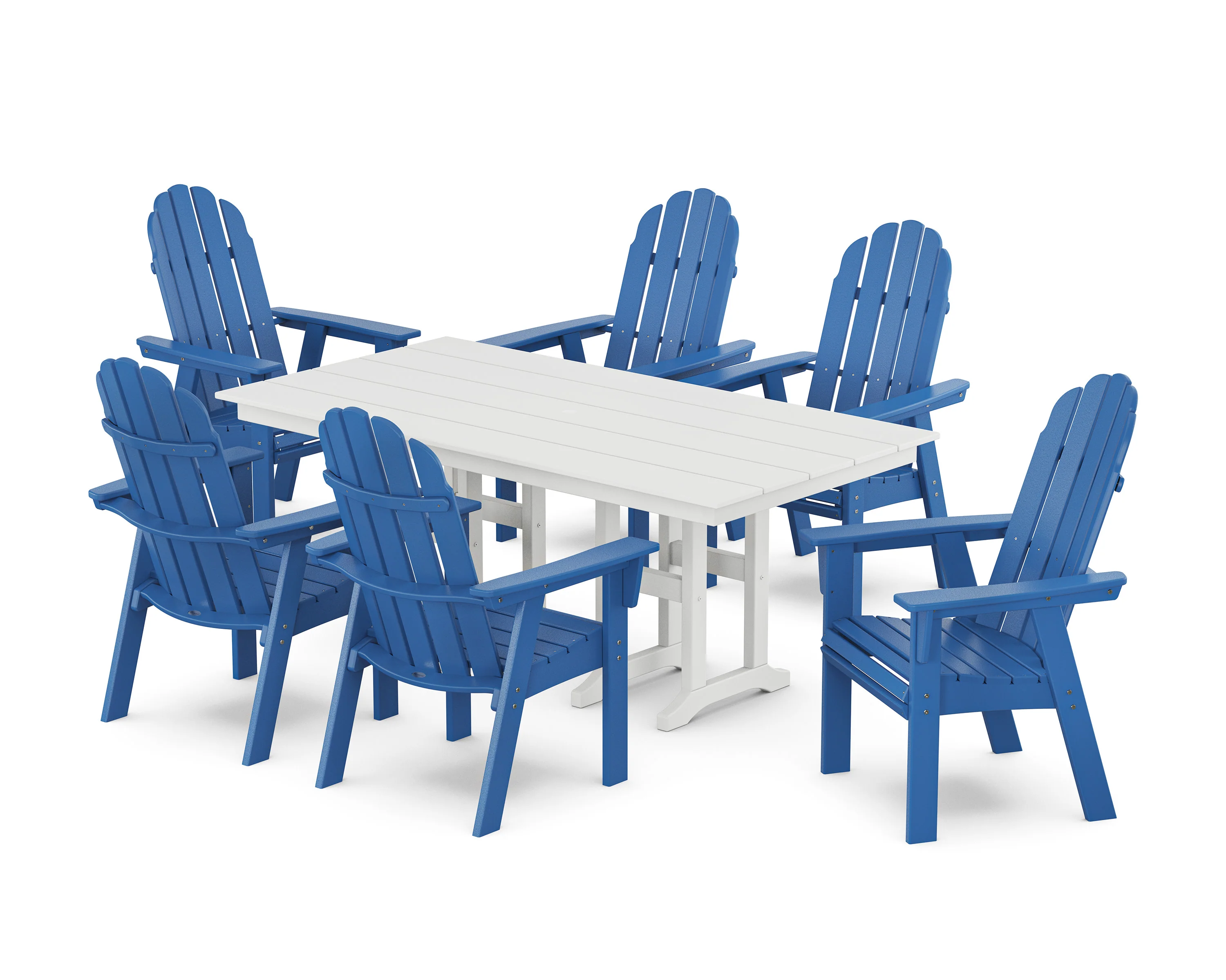 Vineyard Curveback Adirondack Chair 7-Piece Farmhouse Dining Set - Image 12