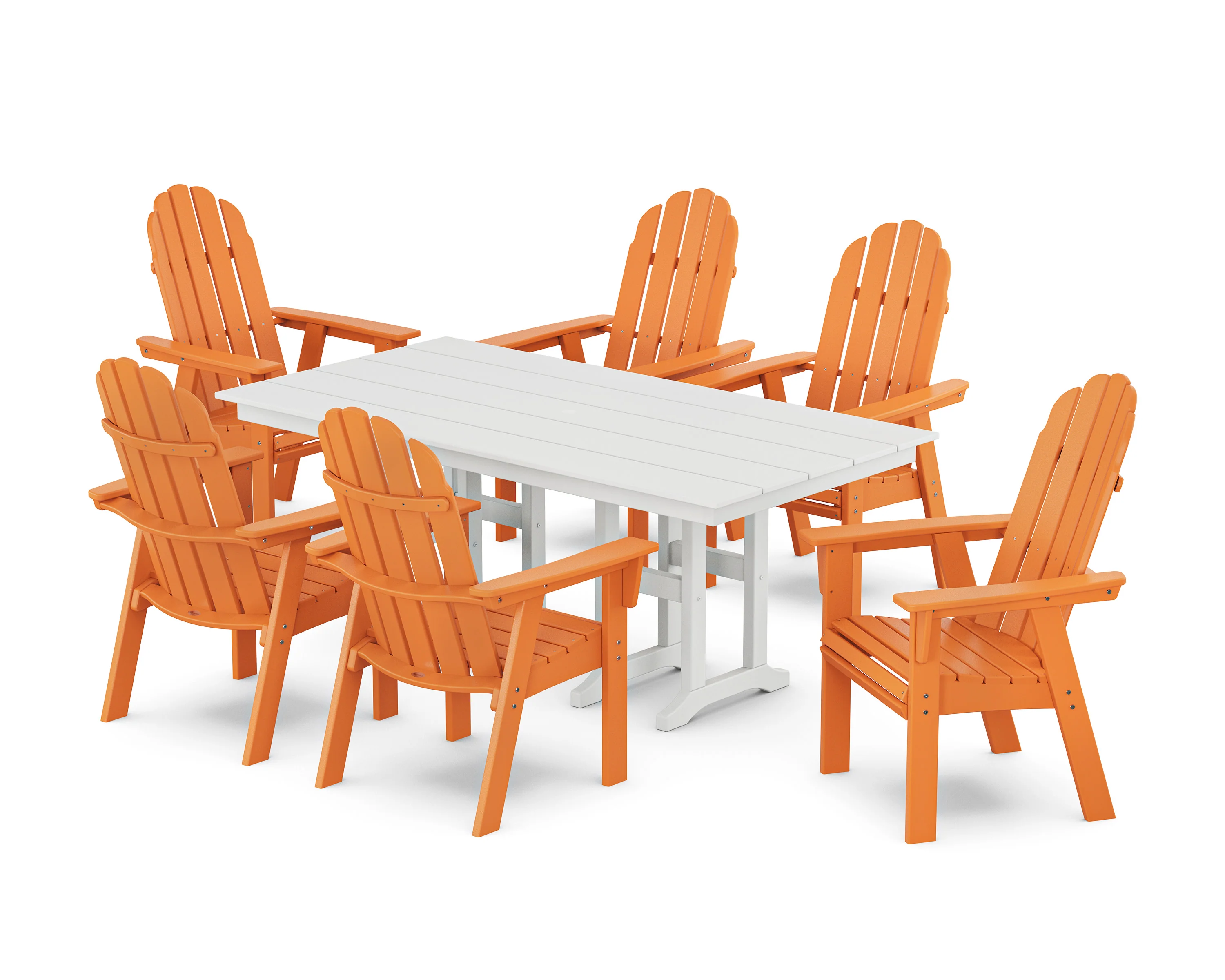 Vineyard Curveback Adirondack Chair 7-Piece Farmhouse Dining Set - Image 14