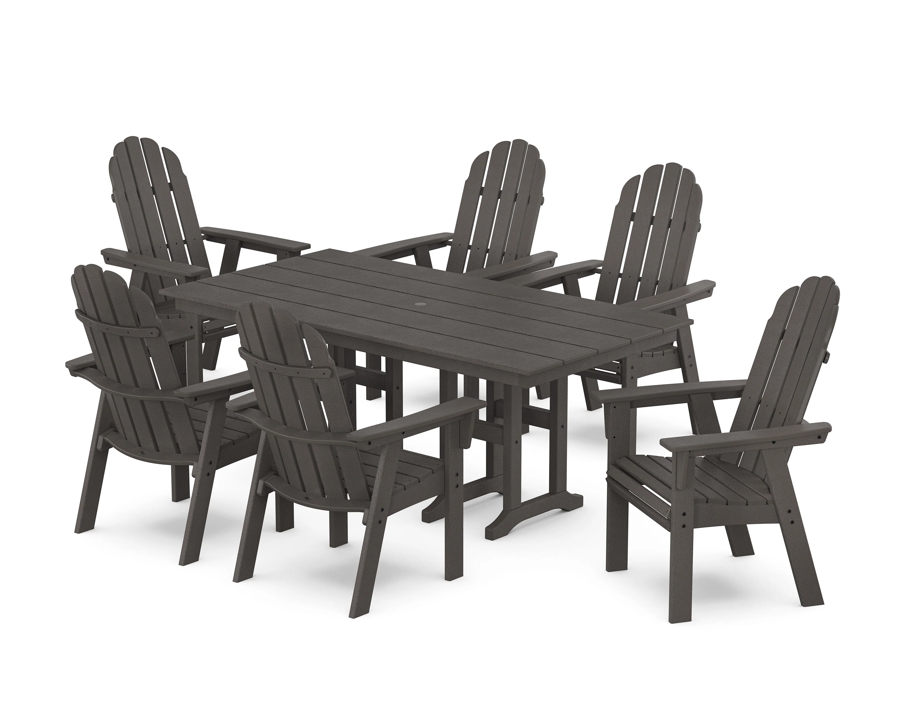 Vineyard Curveback Adirondack Chair 7-Piece Farmhouse Dining Set - Image 15