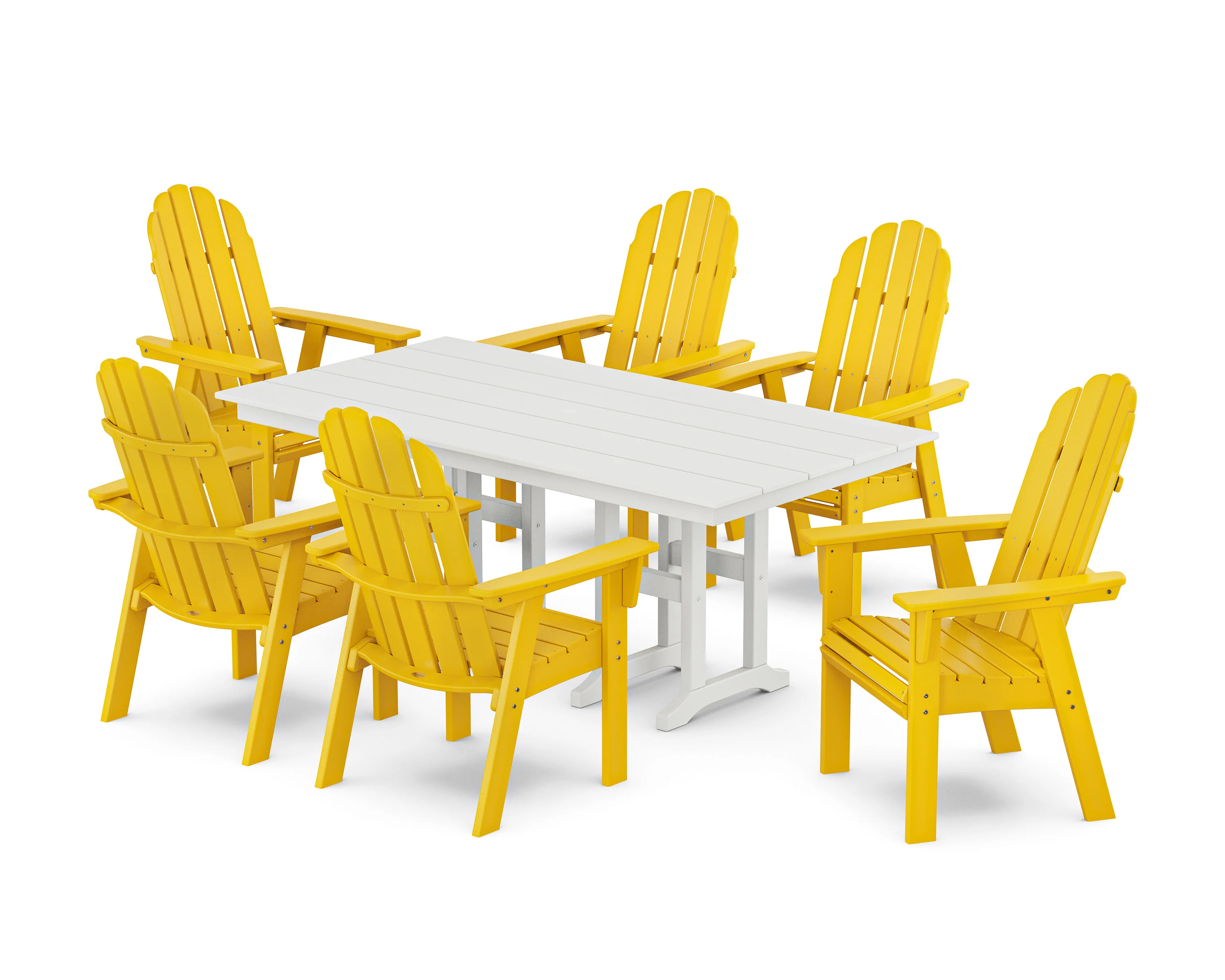 Vineyard Curveback Adirondack Chair 7-Piece Farmhouse Dining Set - Image 19