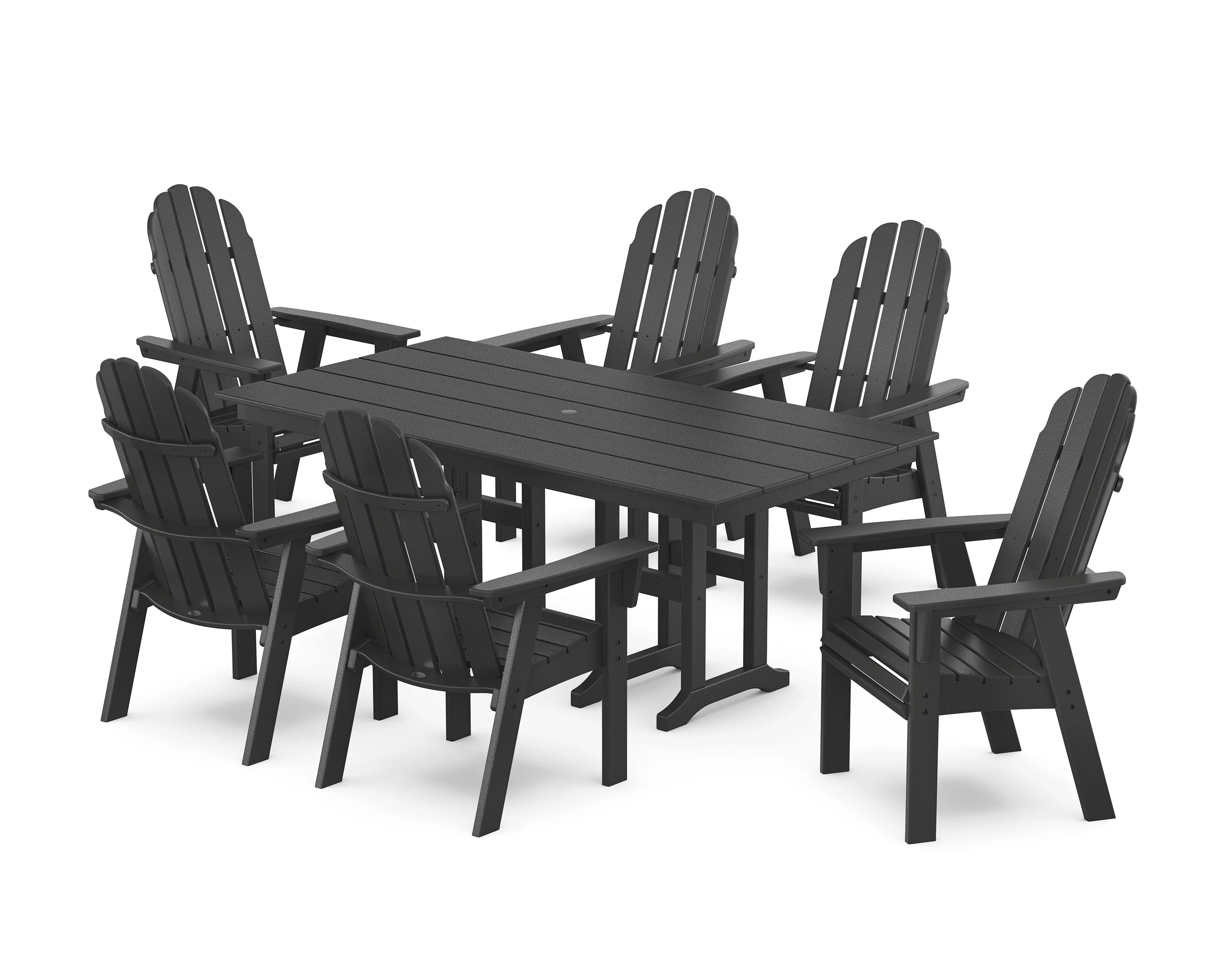 Vineyard Curveback Adirondack Chair 7-Piece Farmhouse Dining Set - Image 4