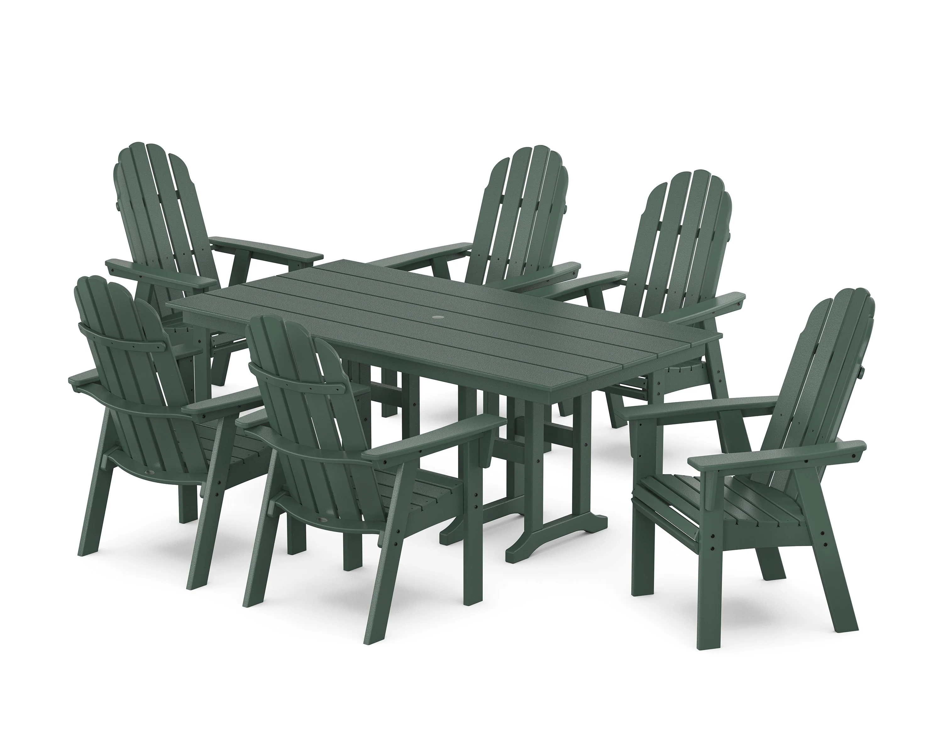 Vineyard Curveback Adirondack Chair 7-Piece Farmhouse Dining Set - Image 5