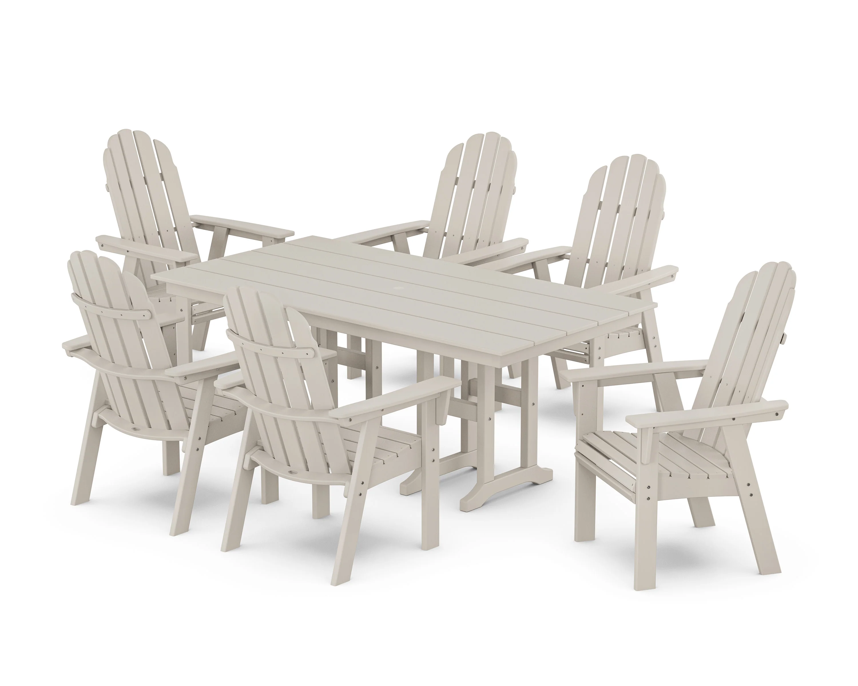 Vineyard Curveback Adirondack Chair 7-Piece Farmhouse Dining Set - Image 7
