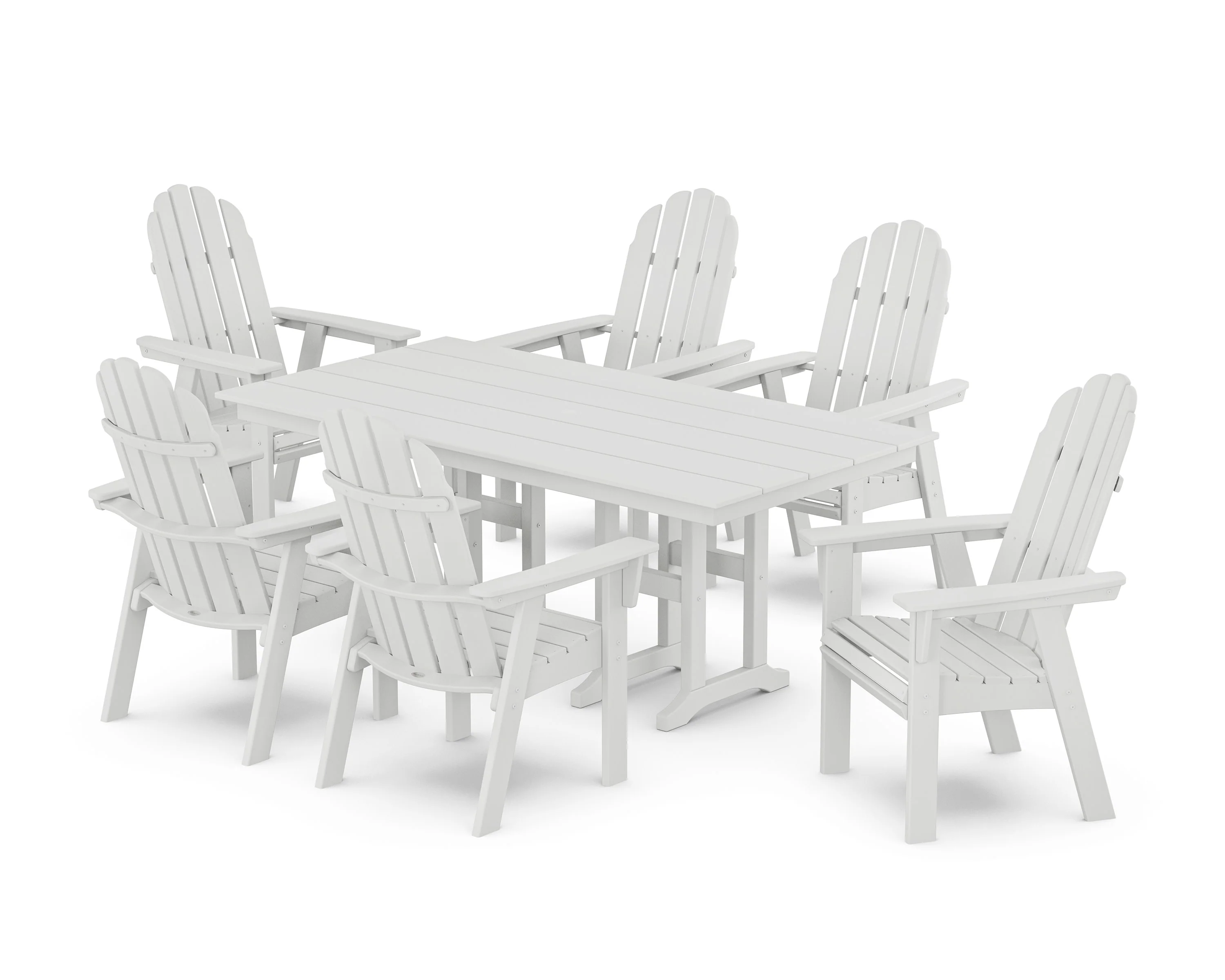 Vineyard Curveback Adirondack Chair 7-Piece Farmhouse Dining Set - Image 9