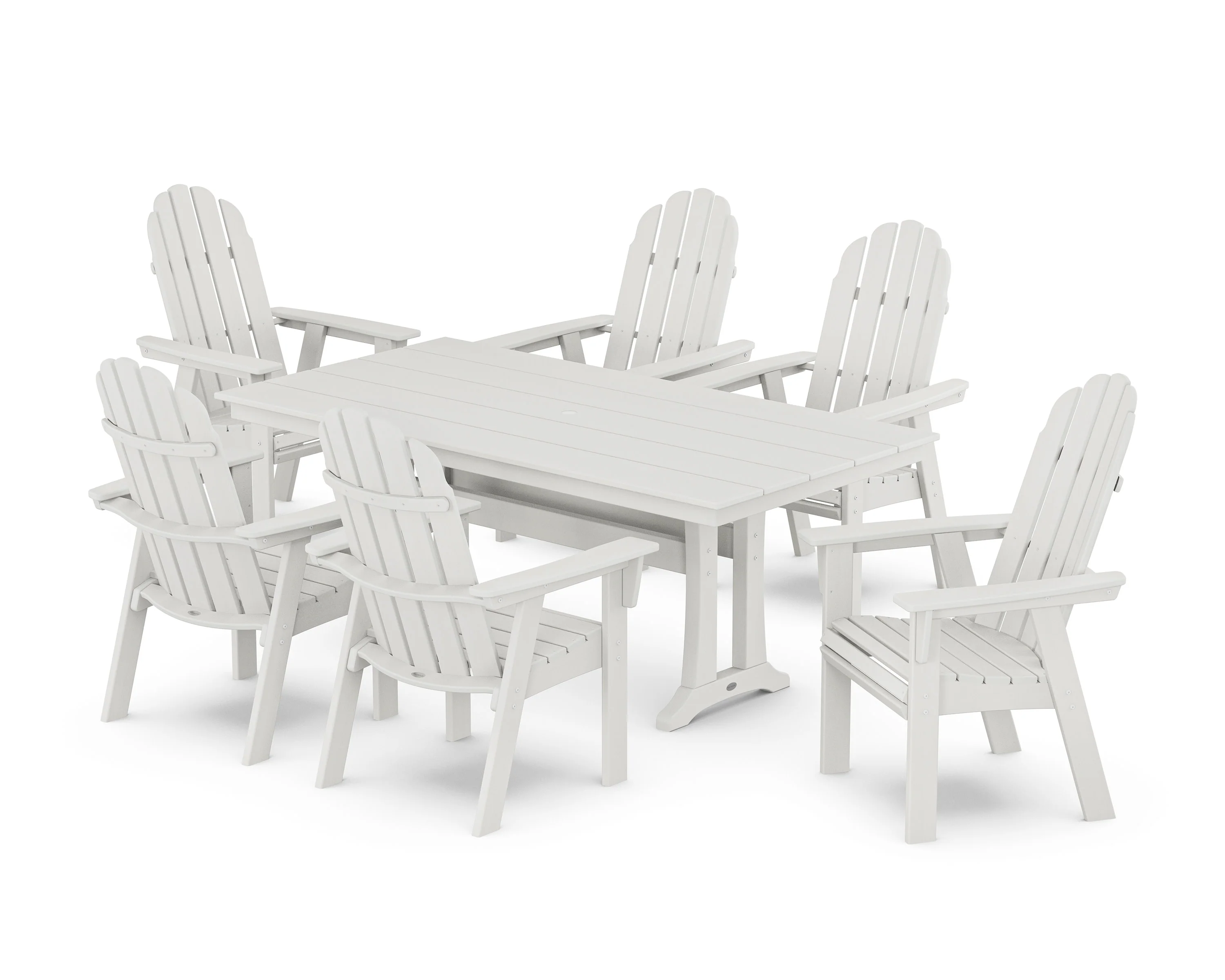 Vineyard Curveback Adirondack Chair 7-Piece Farmhouse Dining Set with Trestle Legs - Image 17