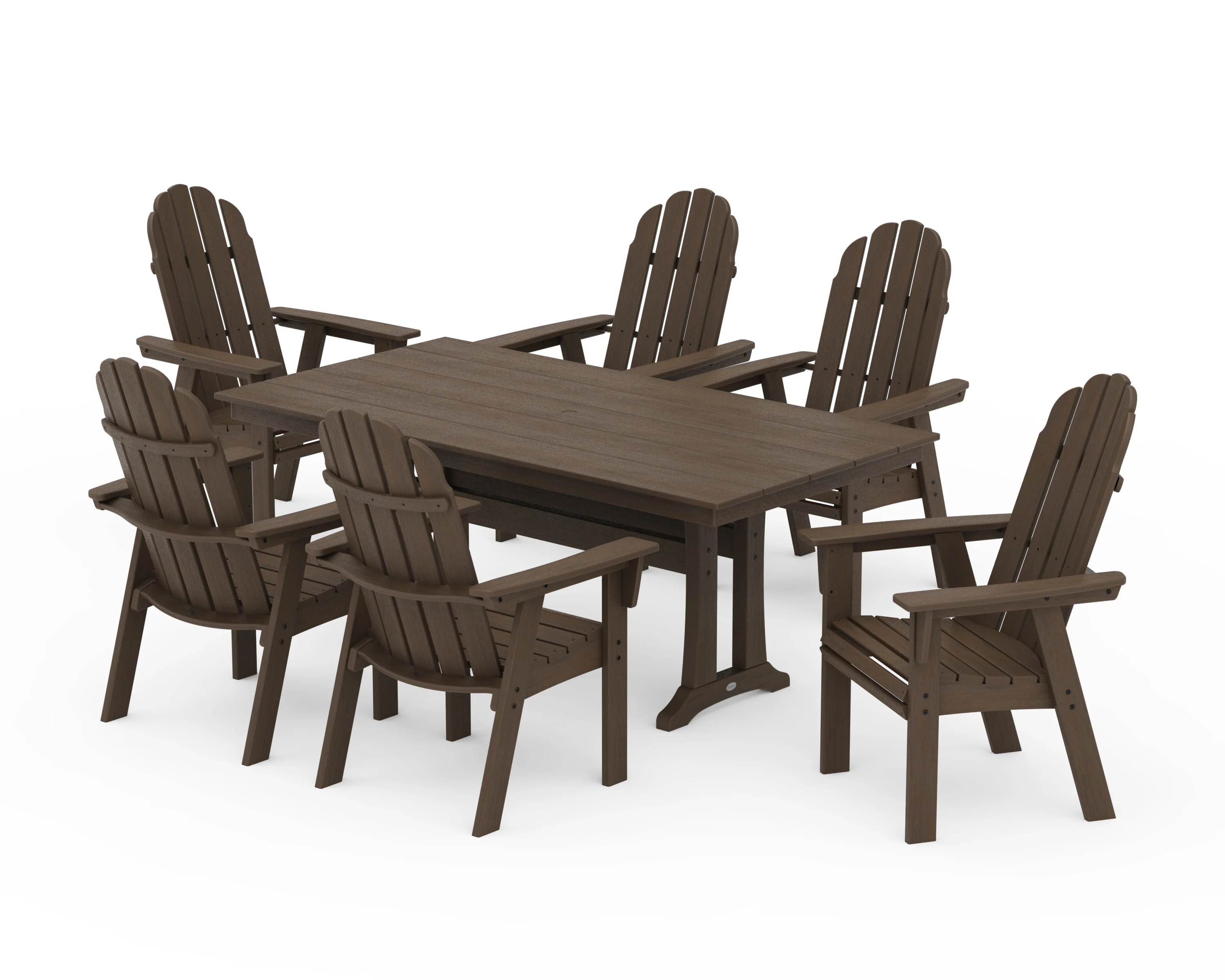 Vineyard Curveback Adirondack Chair 7-Piece Farmhouse Dining Set with Trestle Legs - Image 22