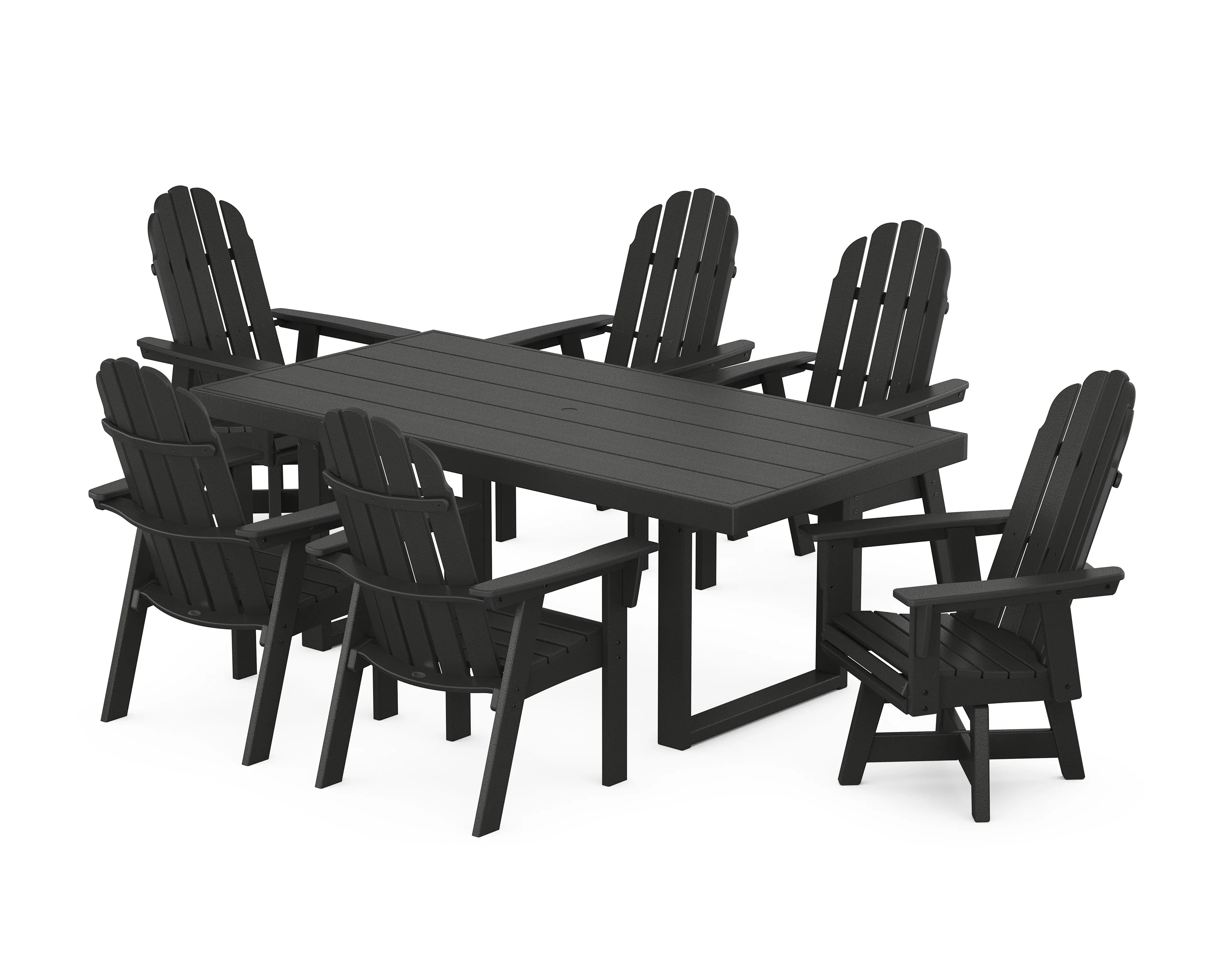 Vineyard Curveback Adirondack Swivel Chair 7-Piece Dining Set - Image 4