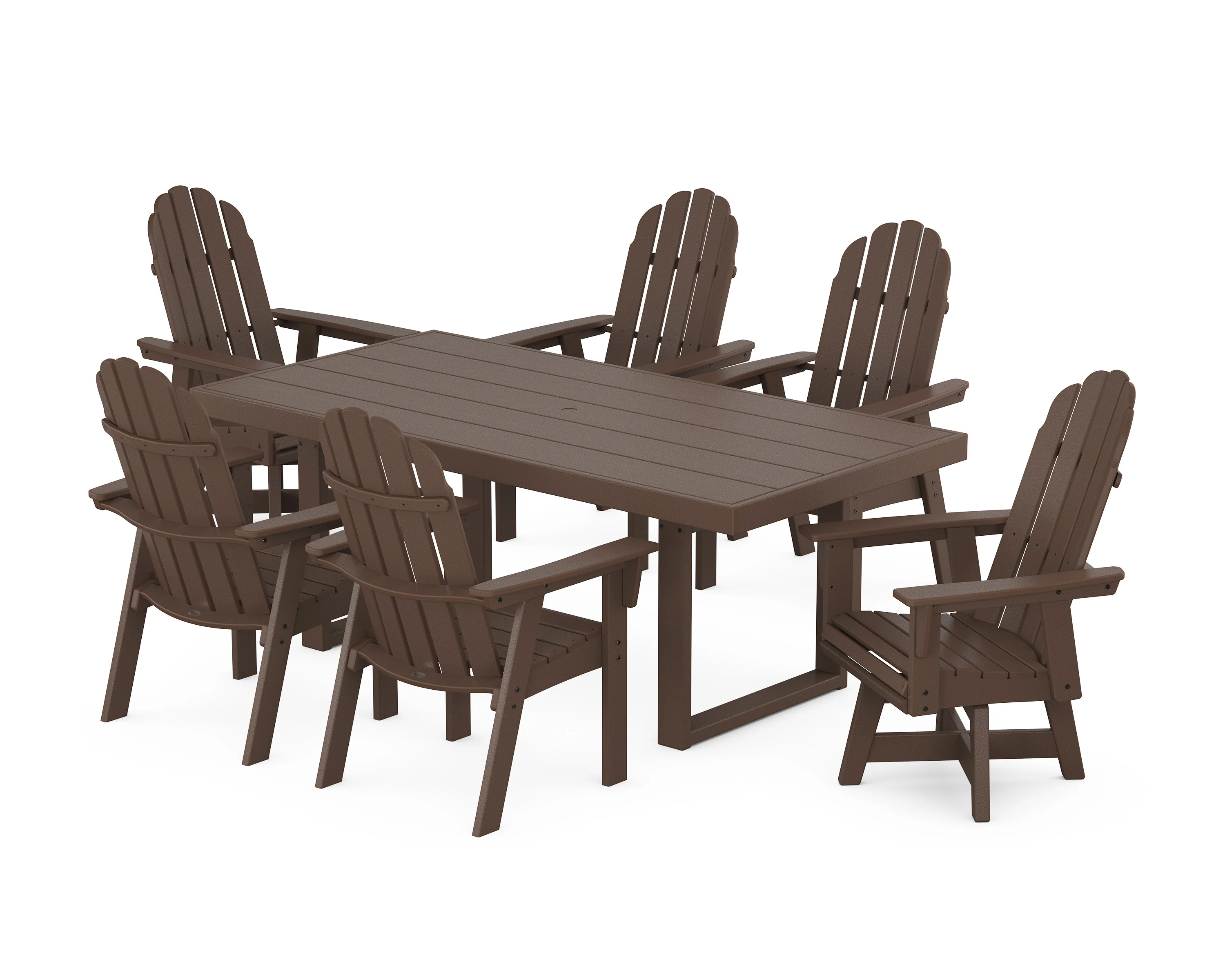 Vineyard Curveback Adirondack Swivel Chair 7-Piece Dining Set - Image 6