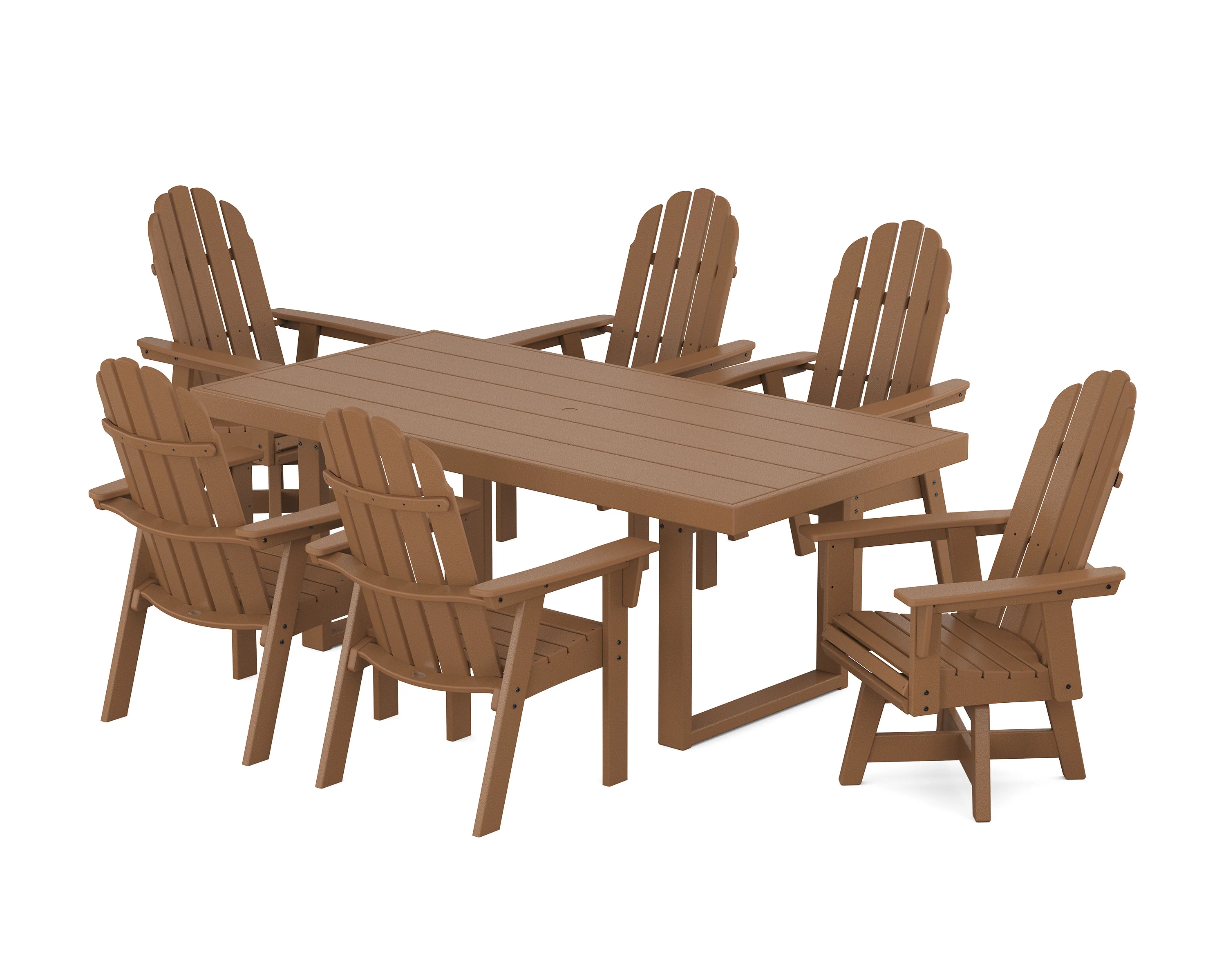 Vineyard Curveback Adirondack Swivel Chair 7-Piece Dining Set - Image 7