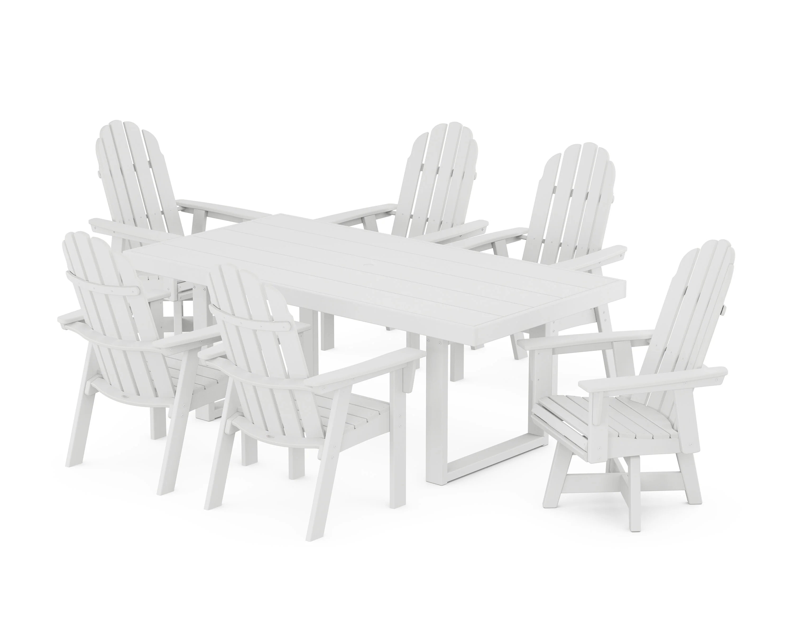 Vineyard Curveback Adirondack Swivel Chair 7-Piece Dining Set - Image 8