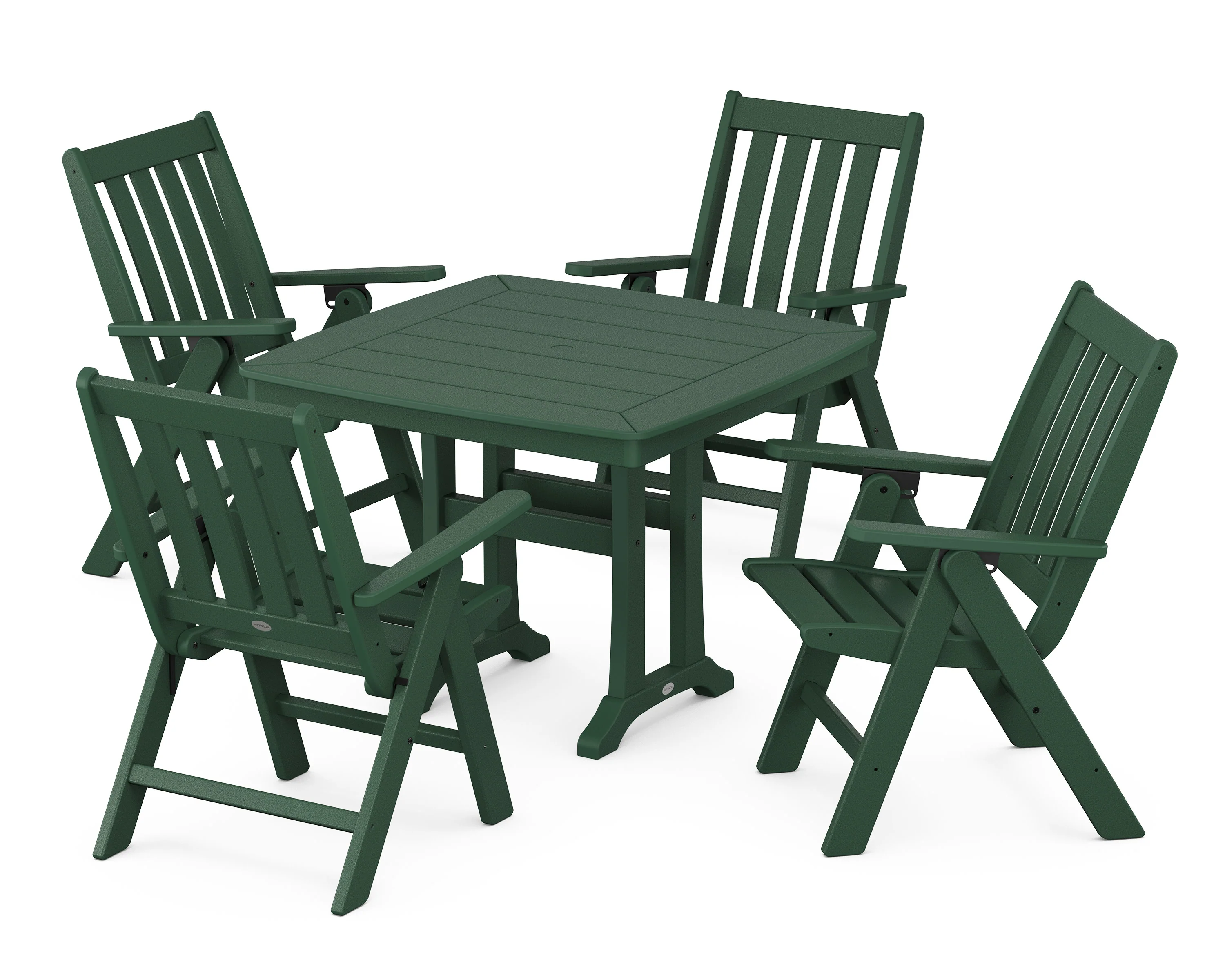 Vineyard Folding 5-Piece Dining Set with Trestle Legs - Image 10