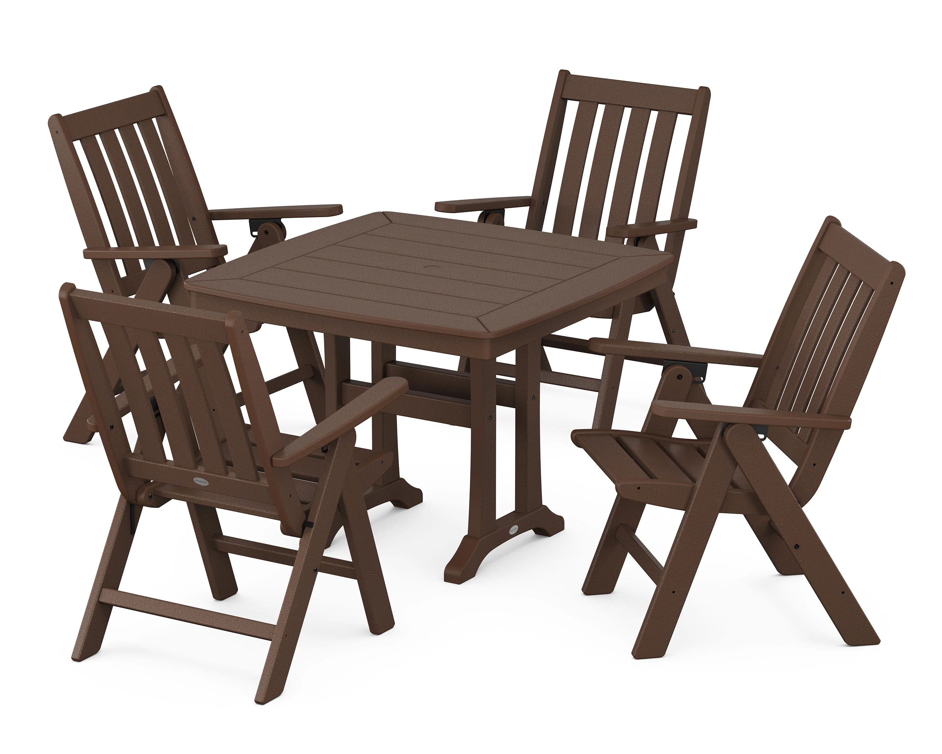 Vineyard Folding 5-Piece Dining Set with Trestle Legs - Image 4