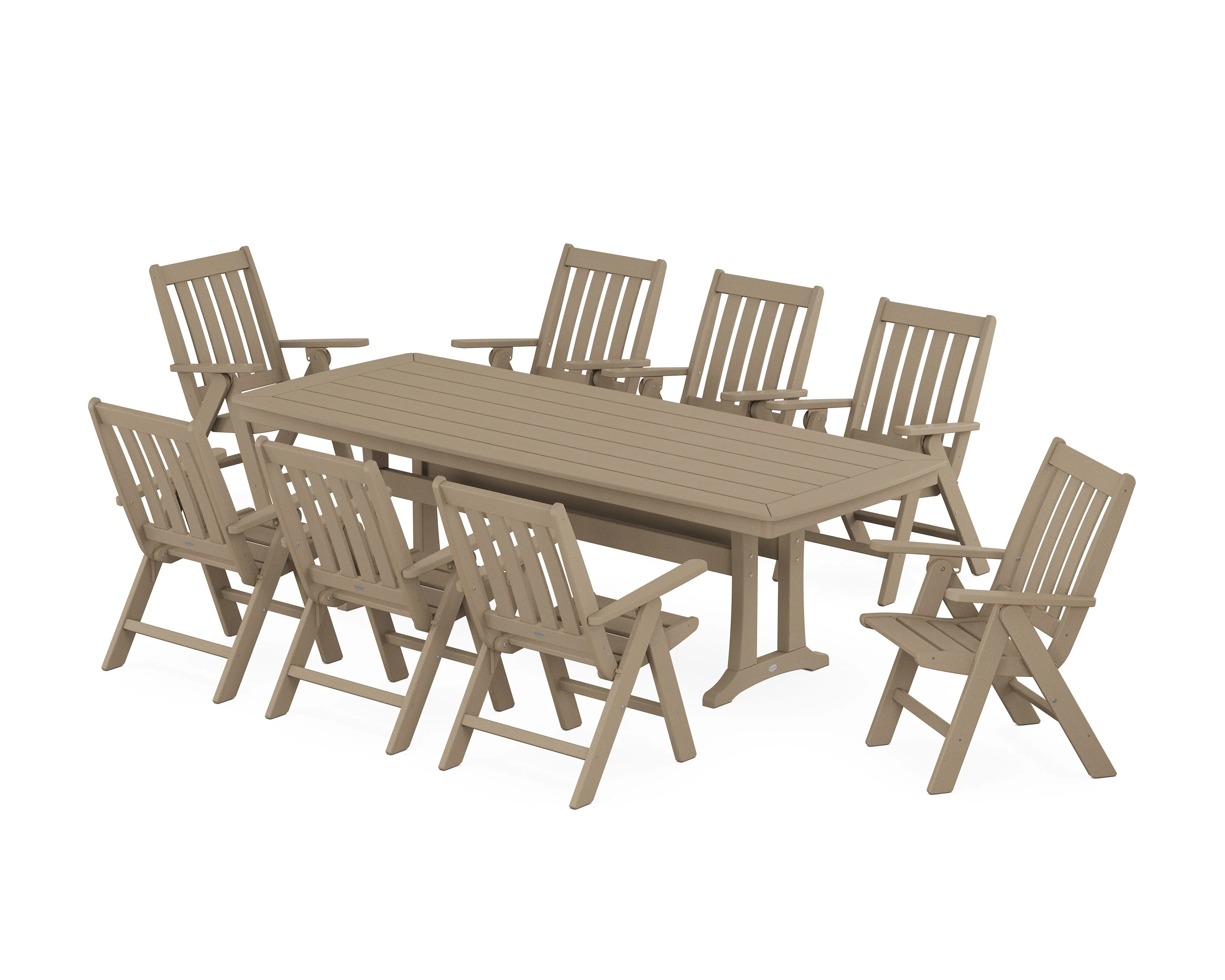 Vineyard Folding 9-Piece Dining Set with Trestle Legs - Image 10