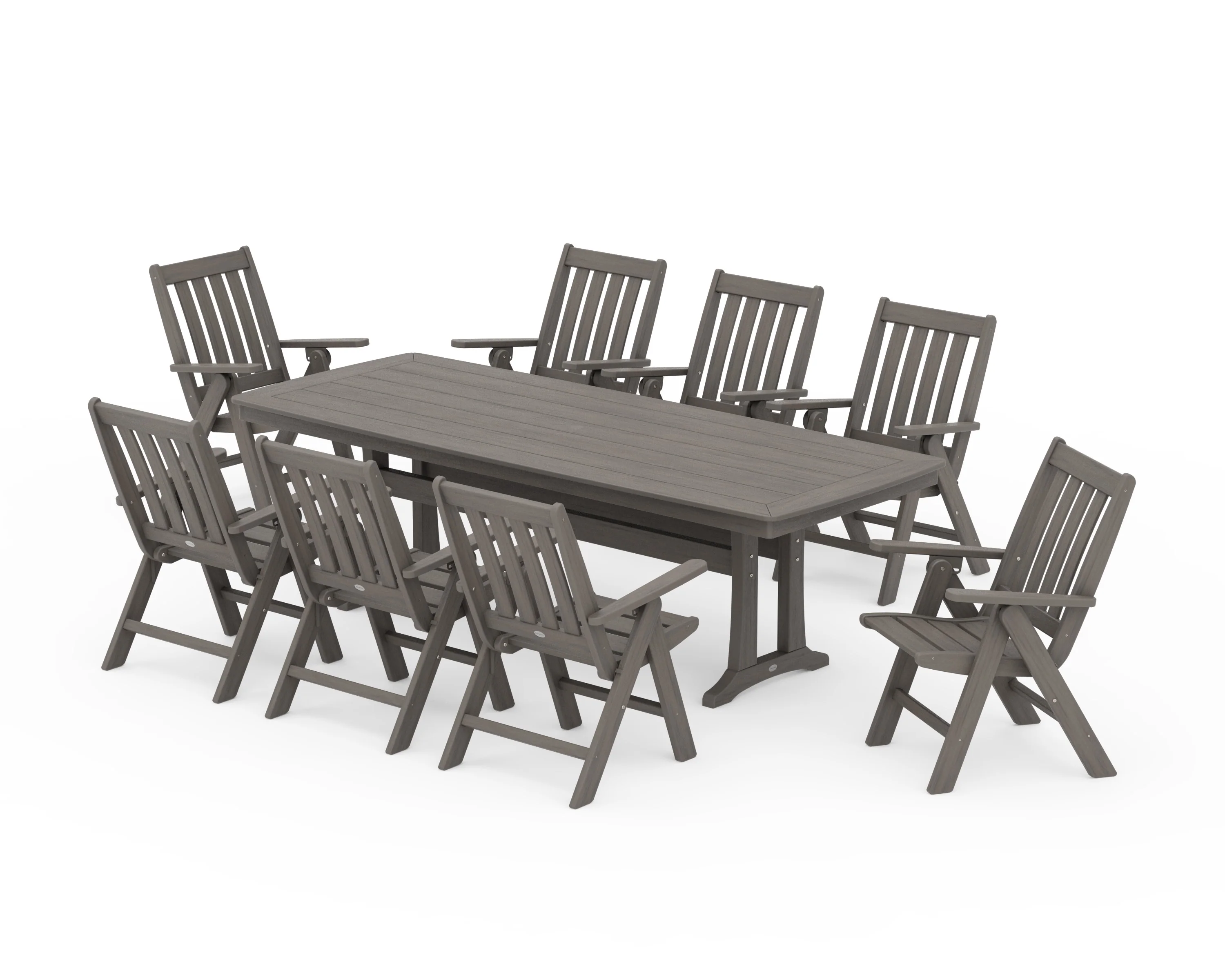 Vineyard Folding 9-Piece Dining Set with Trestle Legs - Image 14