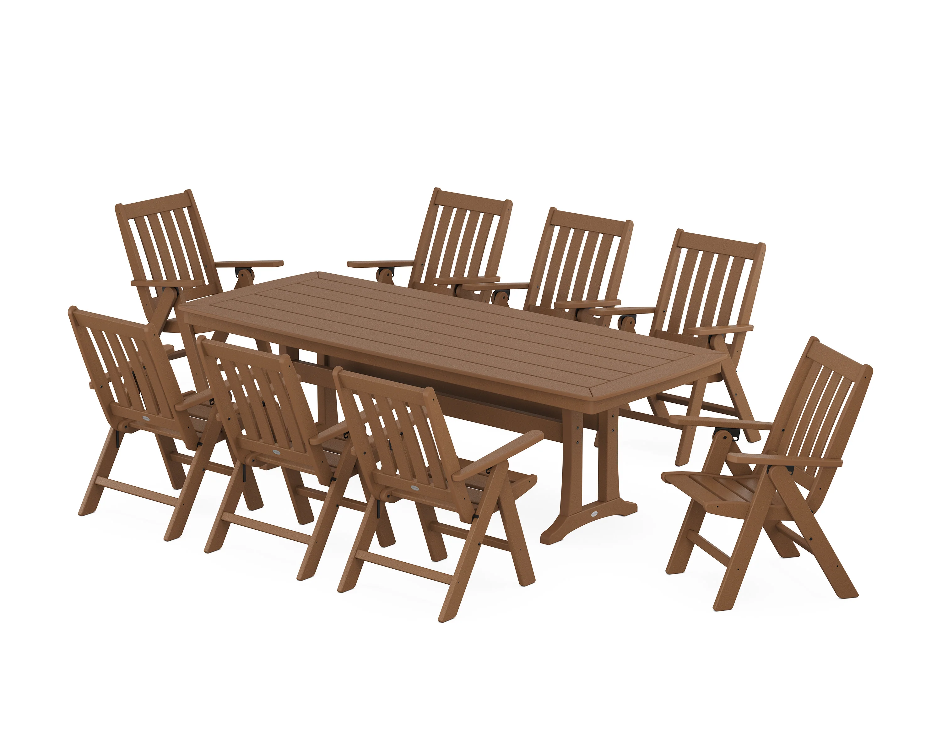 Vineyard Folding 9-Piece Dining Set with Trestle Legs - Image 8