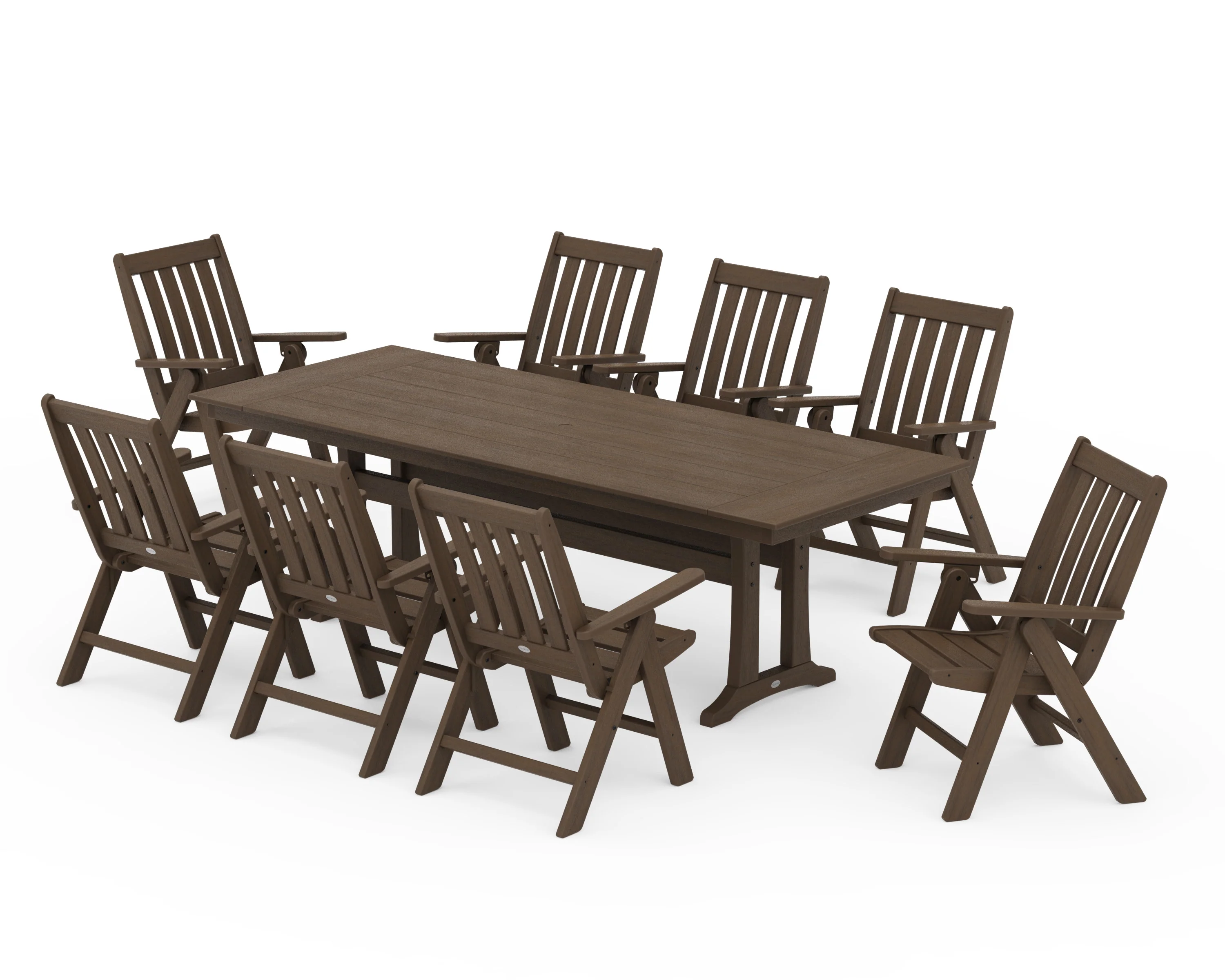 Vineyard Folding 9-Piece Farmhouse Dining Set with Trestle Legs - Image 15