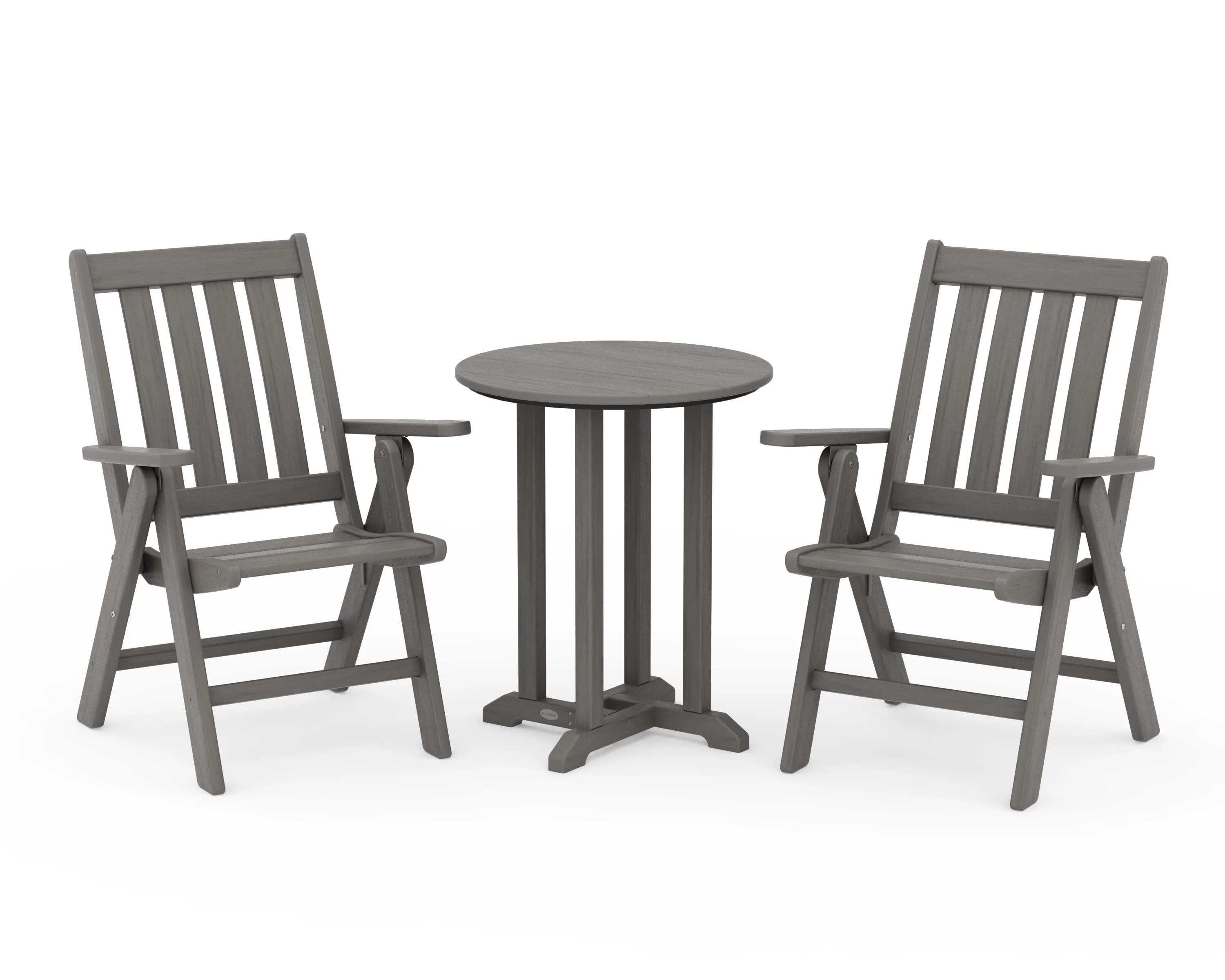 Vineyard Folding Chair 3-Piece Round Bistro Dining Set - Image 11