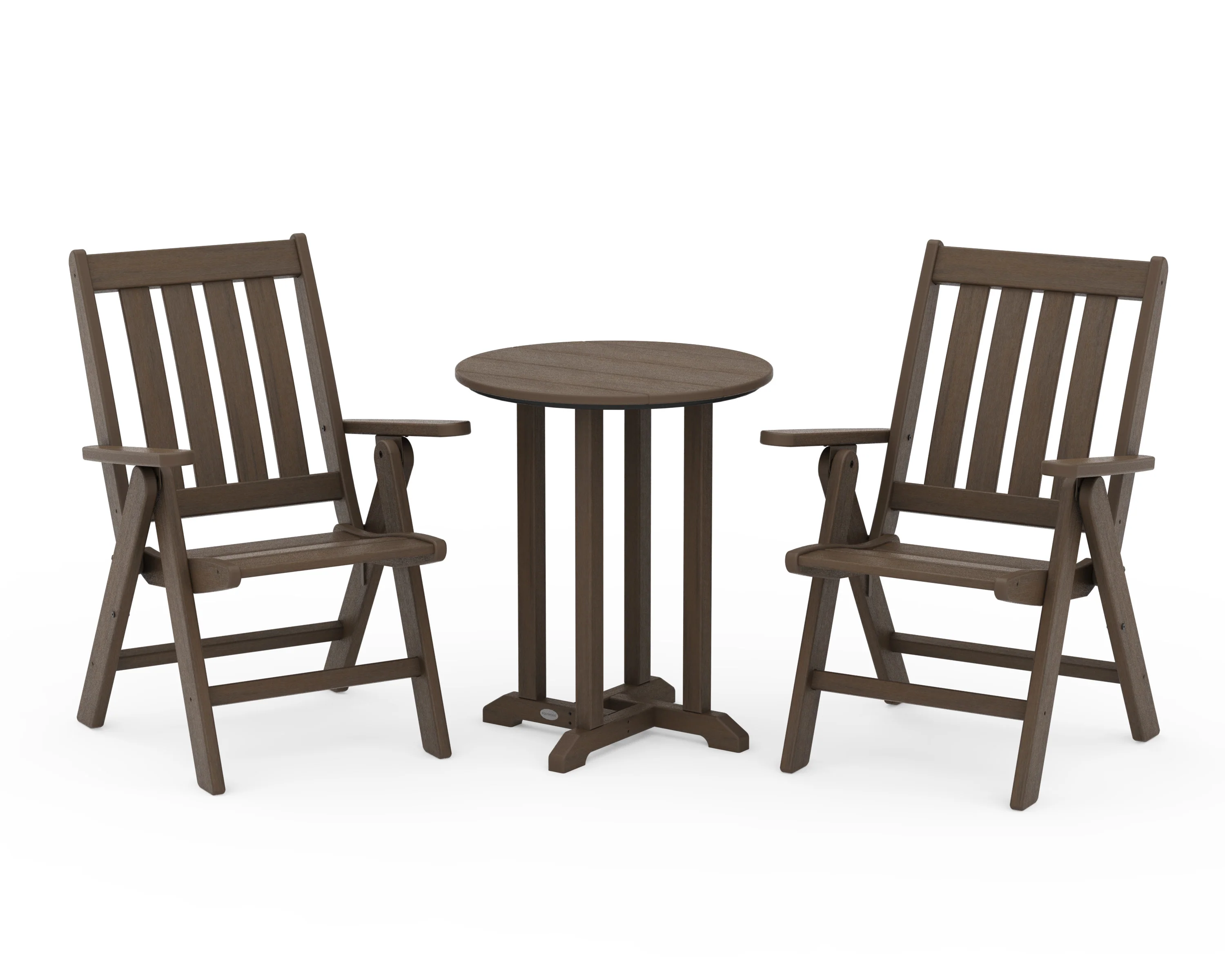 Vineyard Folding Chair 3-Piece Round Bistro Dining Set - Image 12