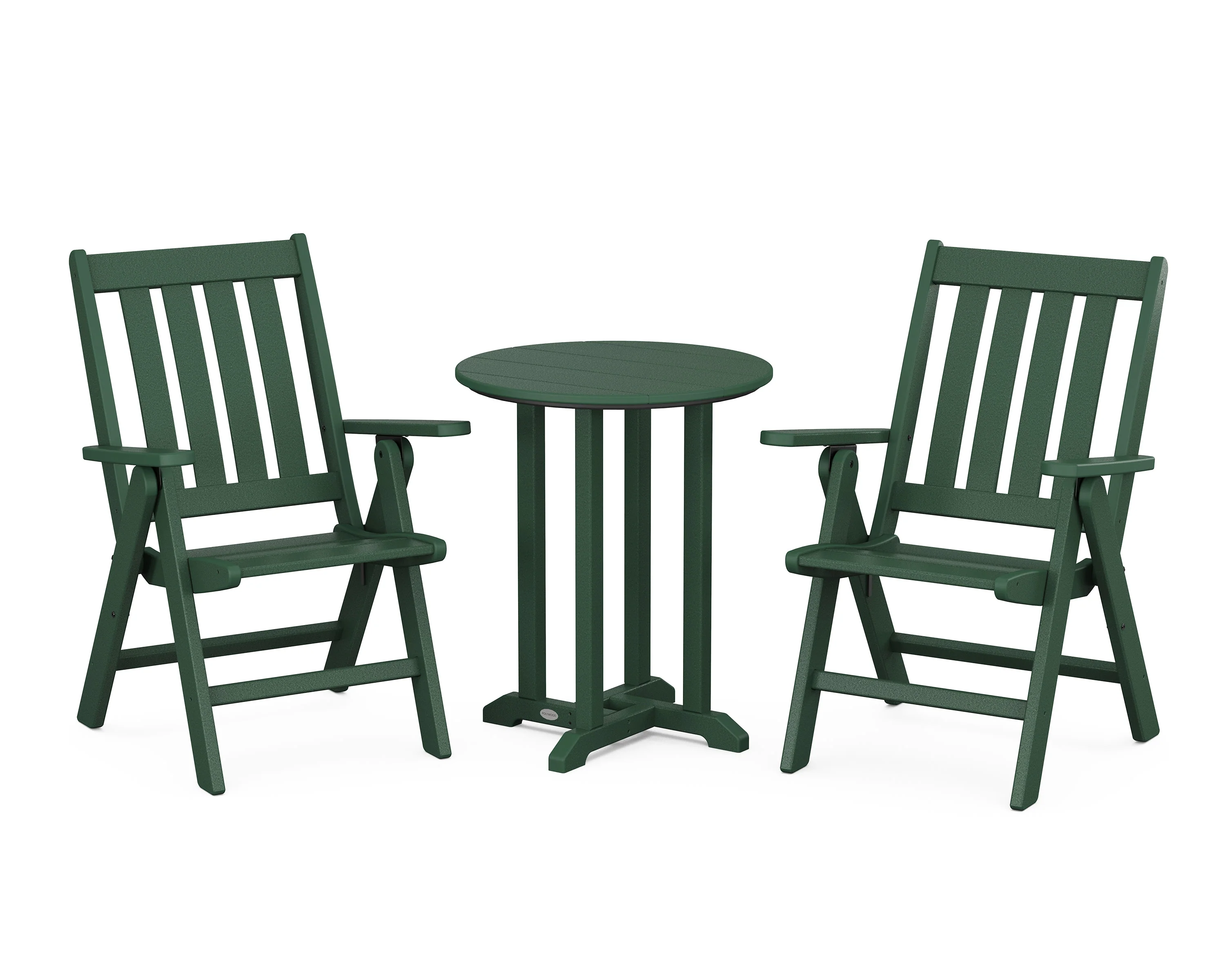 Vineyard Folding Chair 3-Piece Round Bistro Dining Set - Image 7