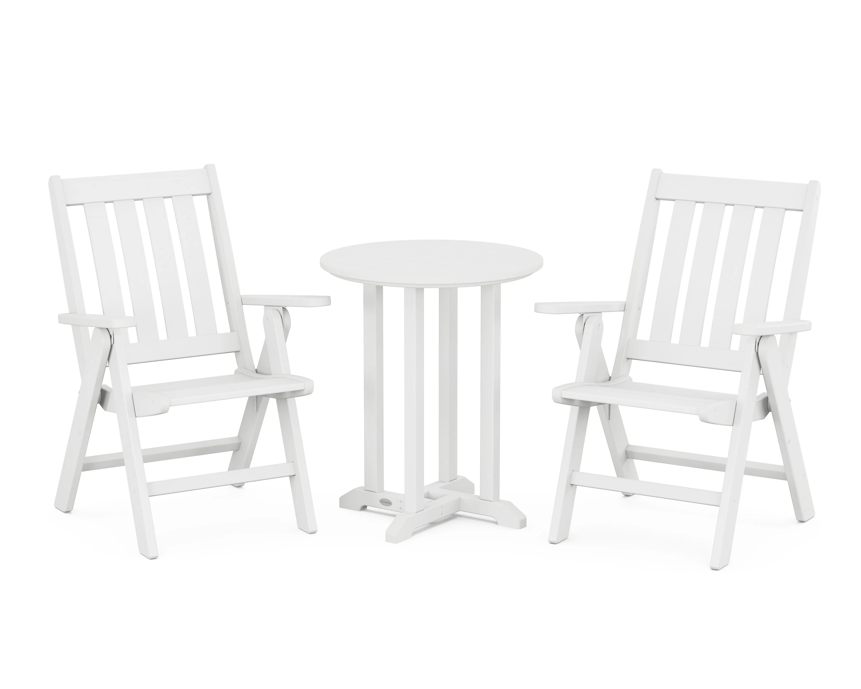Vineyard Folding Chair 3-Piece Round Bistro Dining Set - Image 8