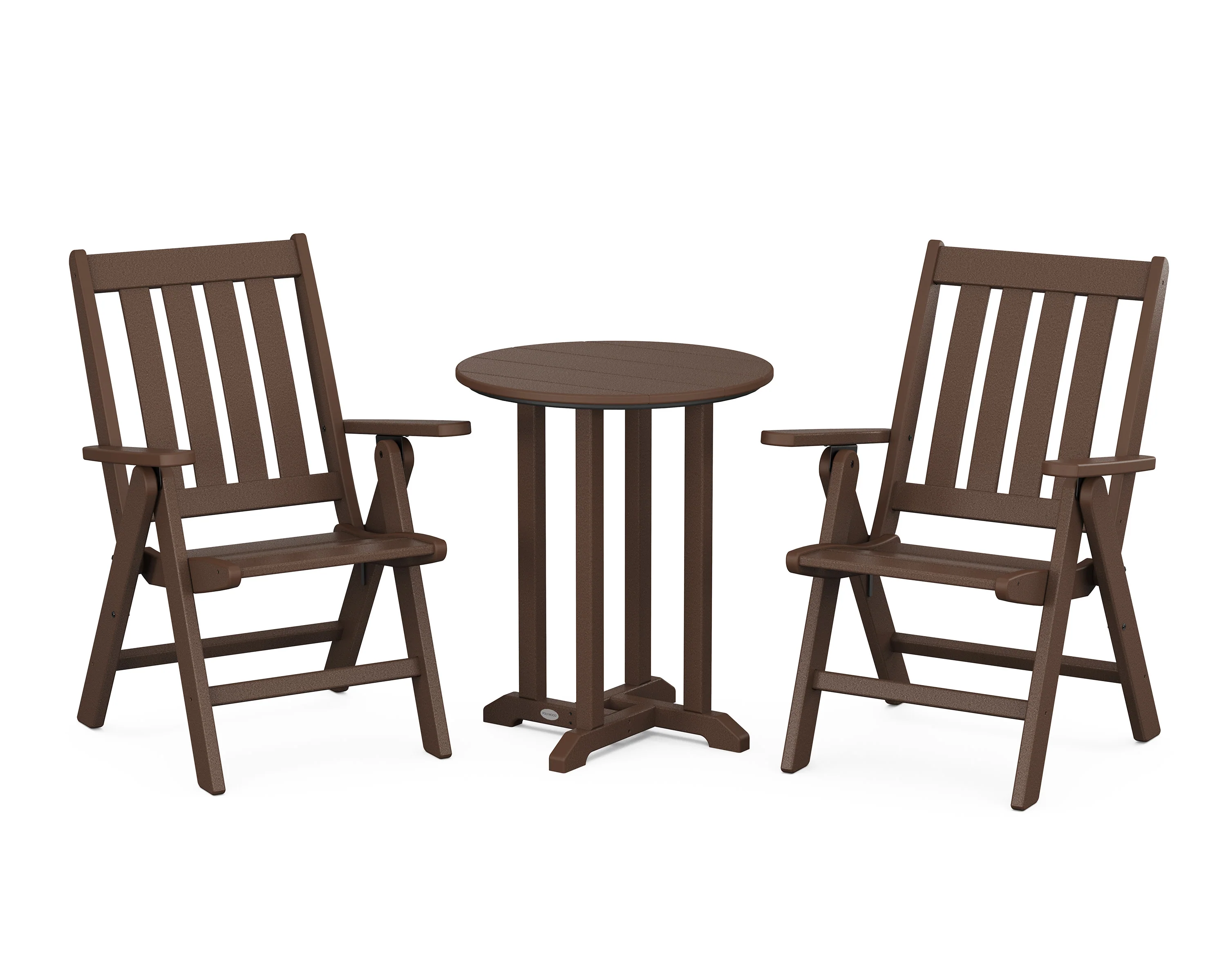 Vineyard Folding Chair 3-Piece Round Bistro Dining Set - Image 9