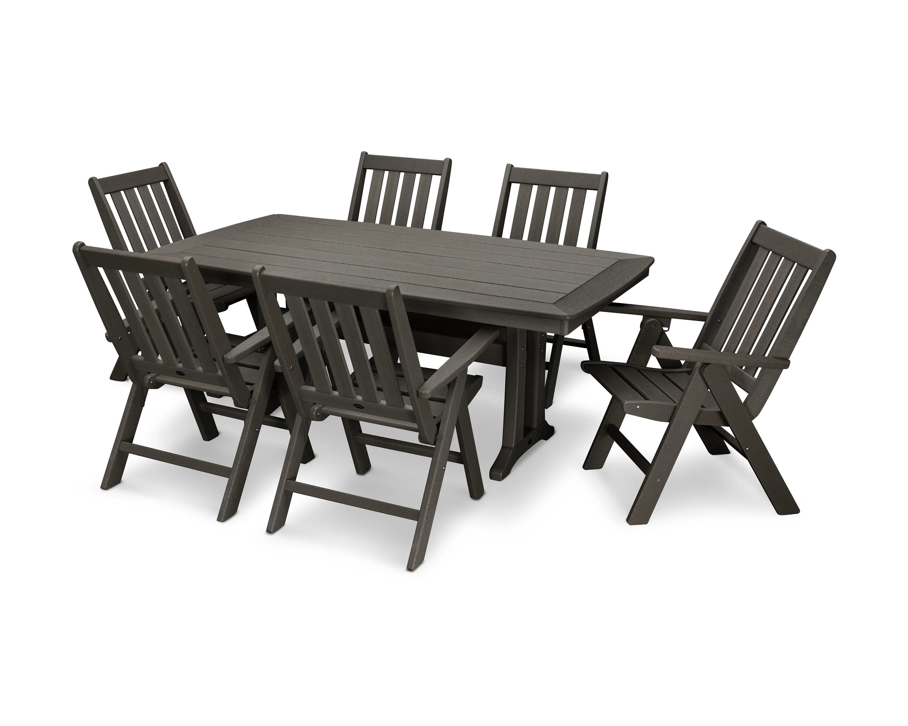 Vineyard Folding Chair 7-Piece Dining Set with Trestle Legs - Image 16