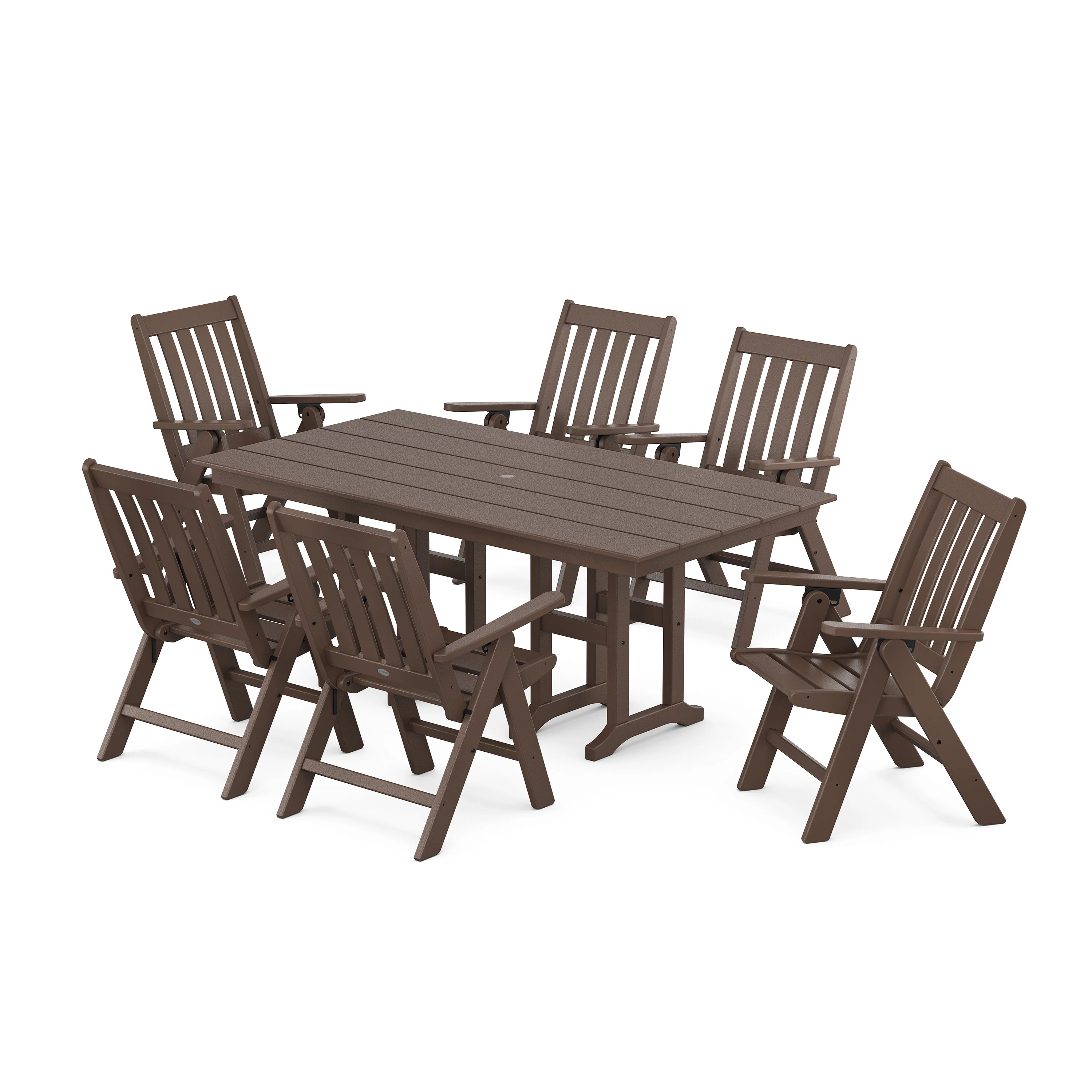 Vineyard Folding Chair 7-Piece Farmhouse Dining Set - Image 6
