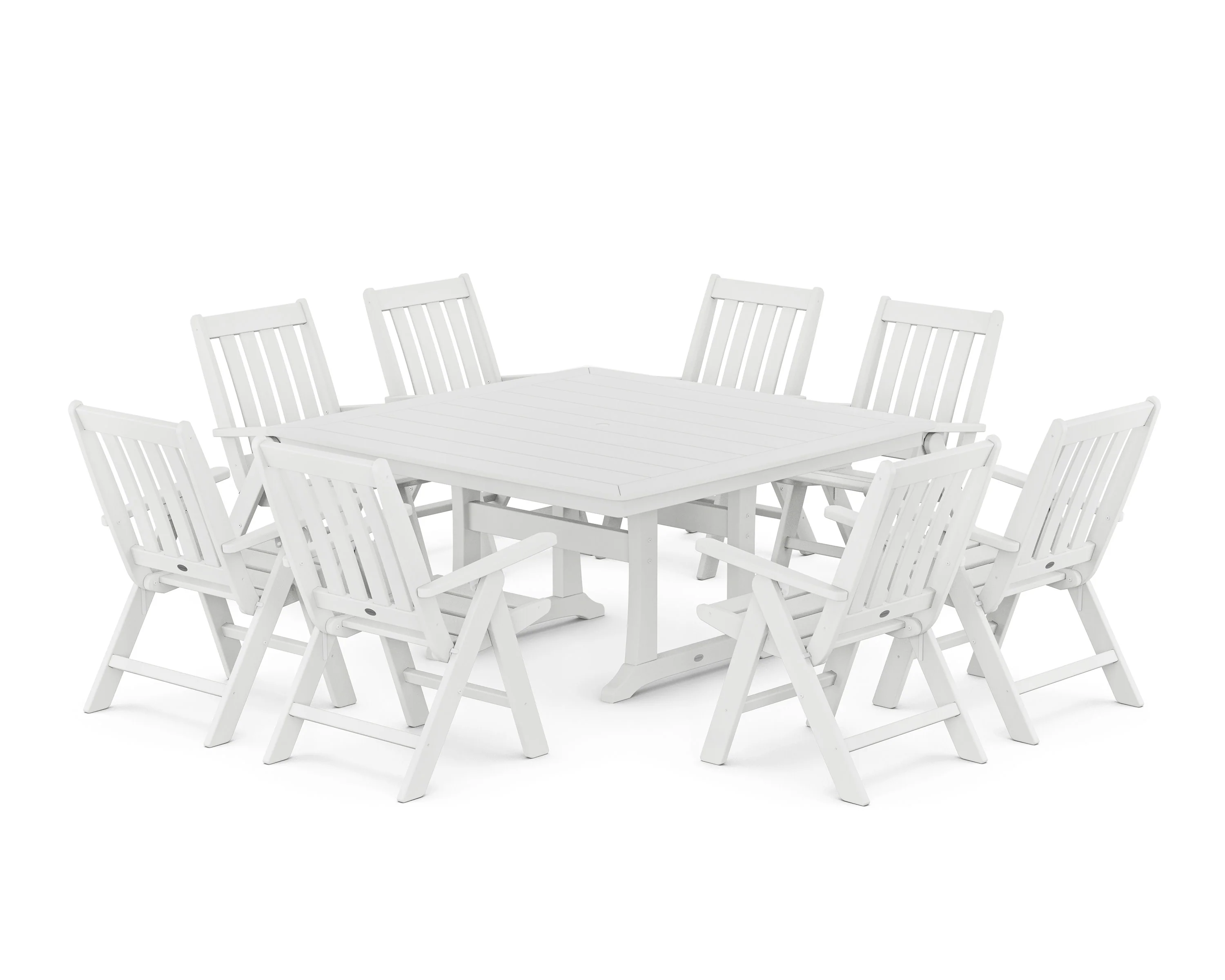 Vineyard Folding Chair 9-Piece Square Dining Set with Trestle Legs - Image 9