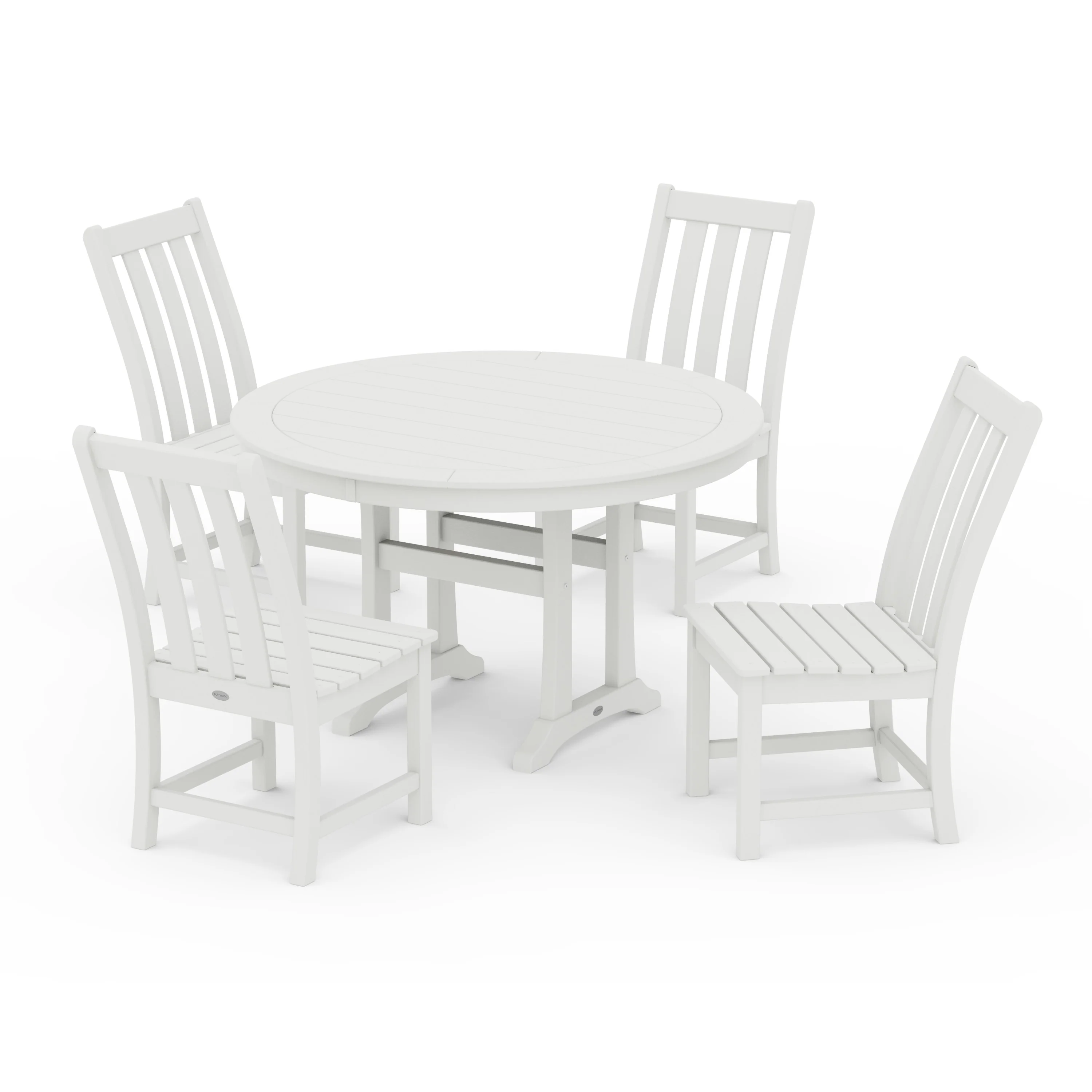 Vineyard Side Chair 5-Piece Round Dining Set With Trestle Legs - Image 11