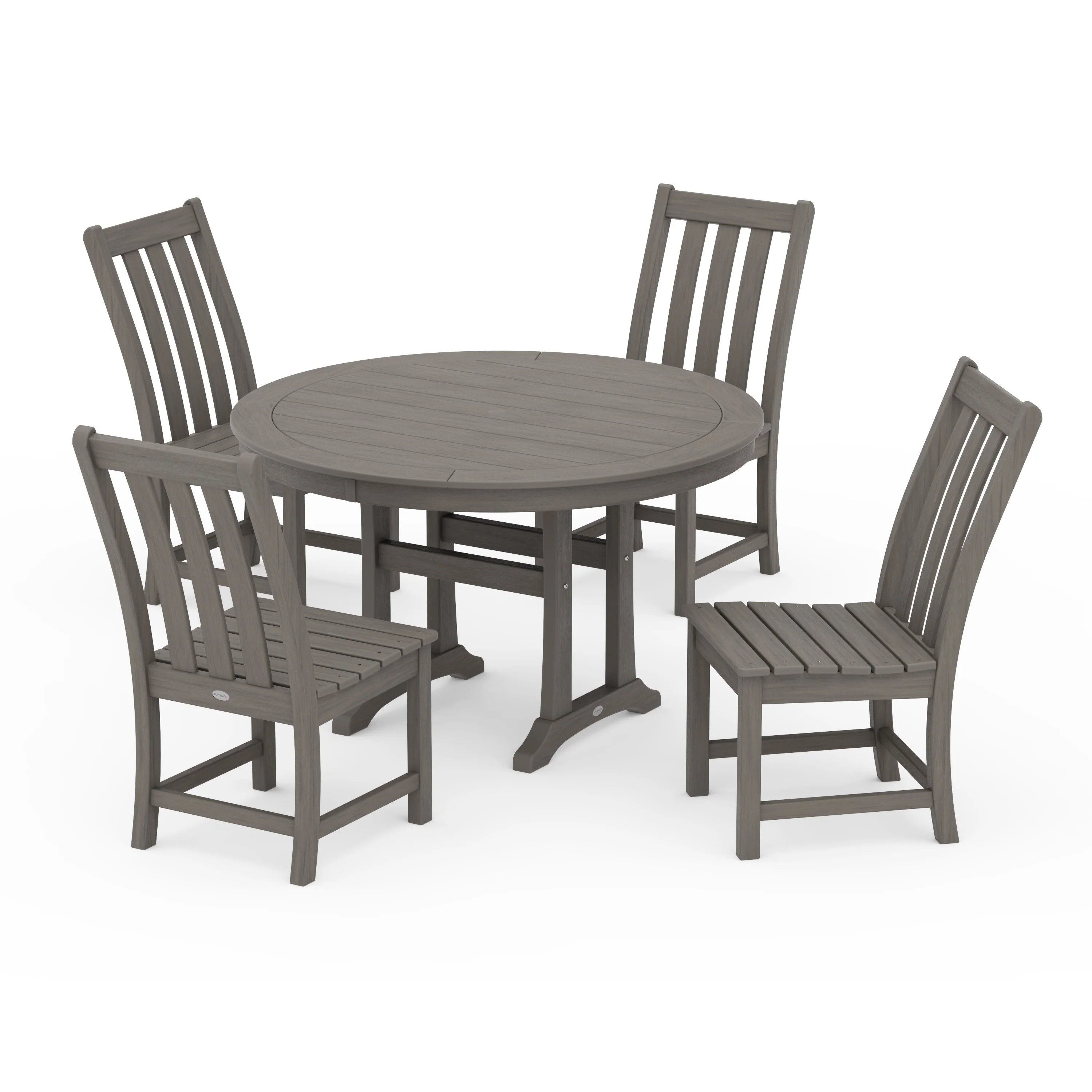 Vineyard Side Chair 5-Piece Round Dining Set With Trestle Legs - Image 13
