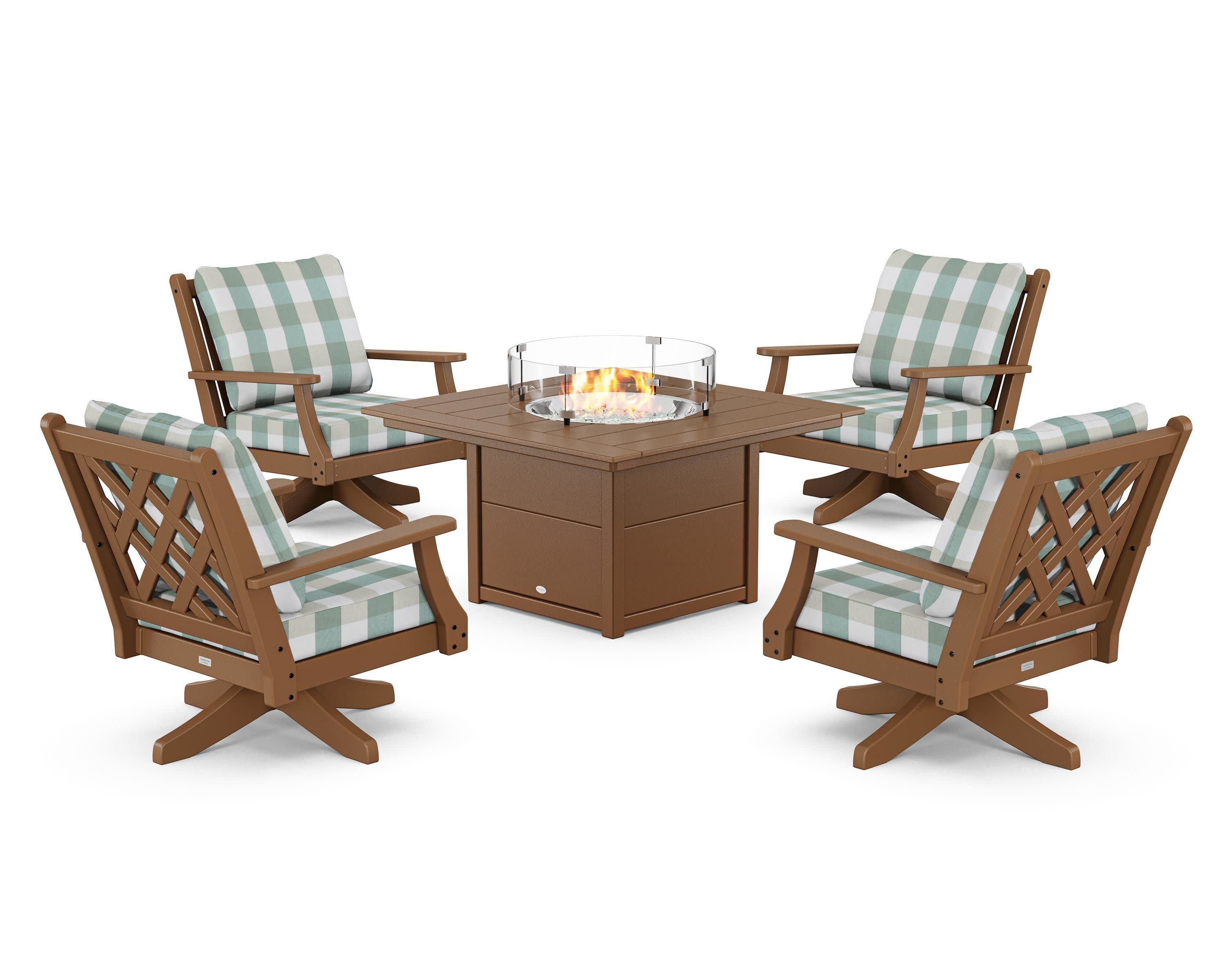 Wovendale 5-Piece Deep Seating Swivel Conversation Set with Fire Pit Table - Image 44