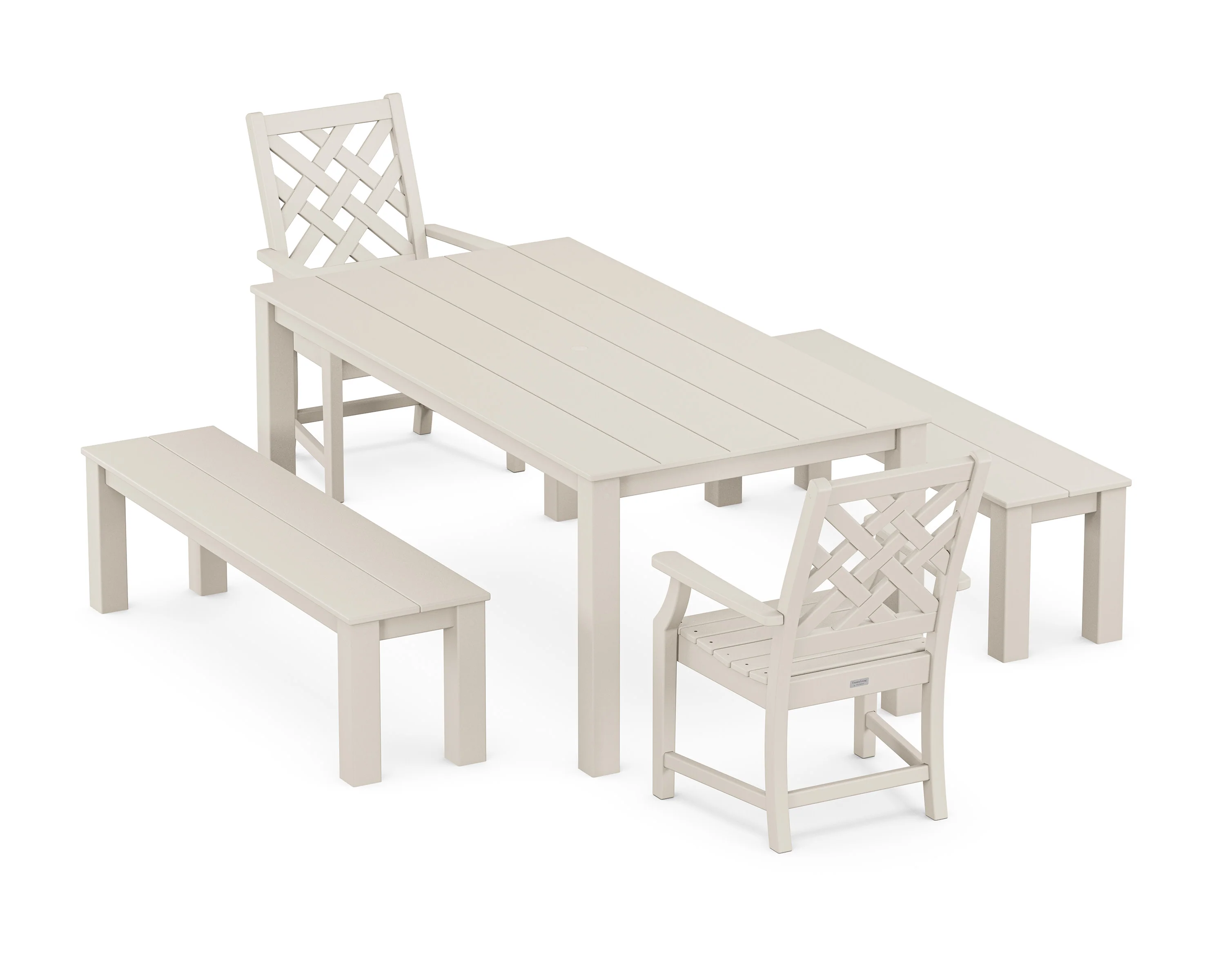 Wovendale 5-Piece Parsons Dining Set with Benches - Image 5