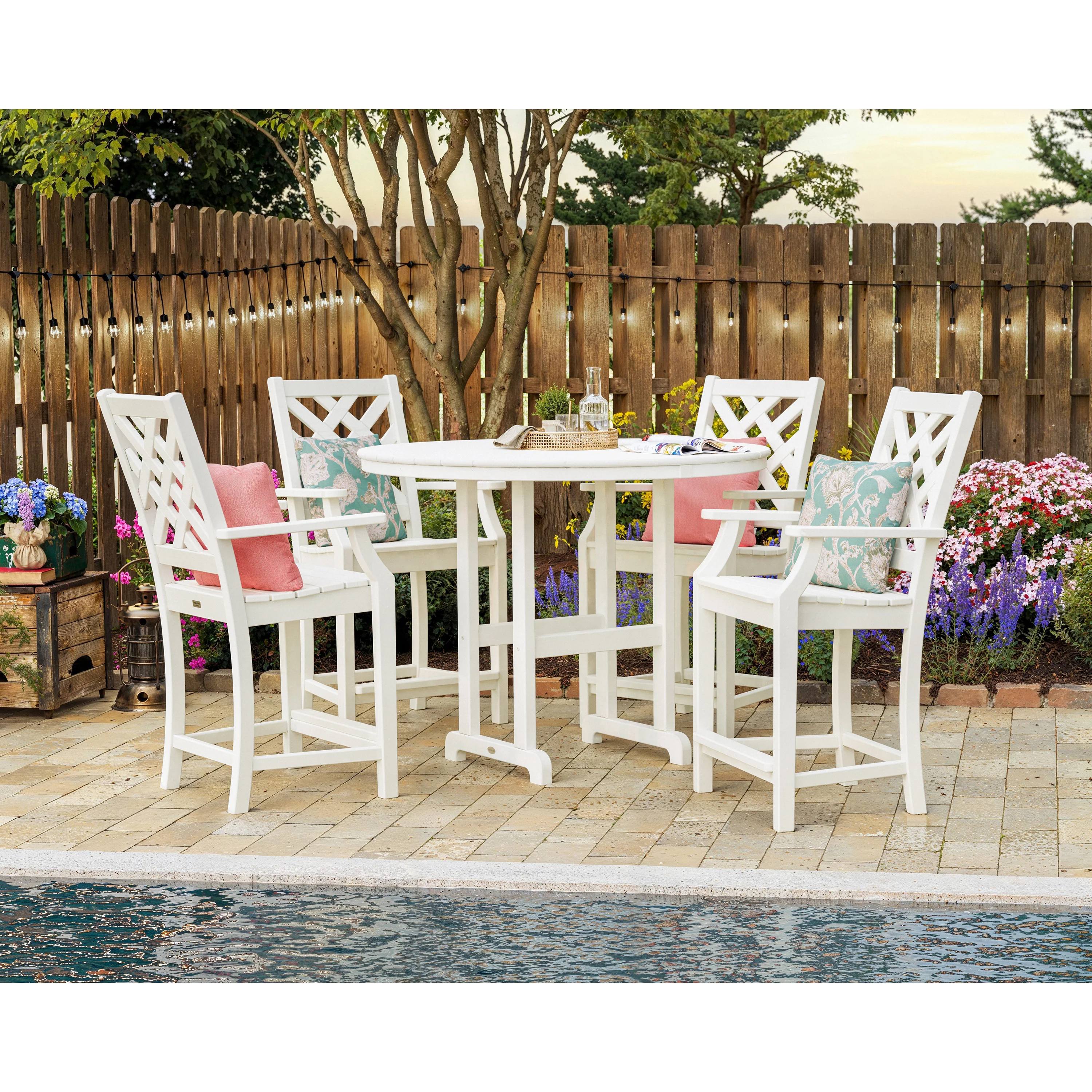 Wovendale 5-Piece Round Farmhouse Counter Set - Image 3