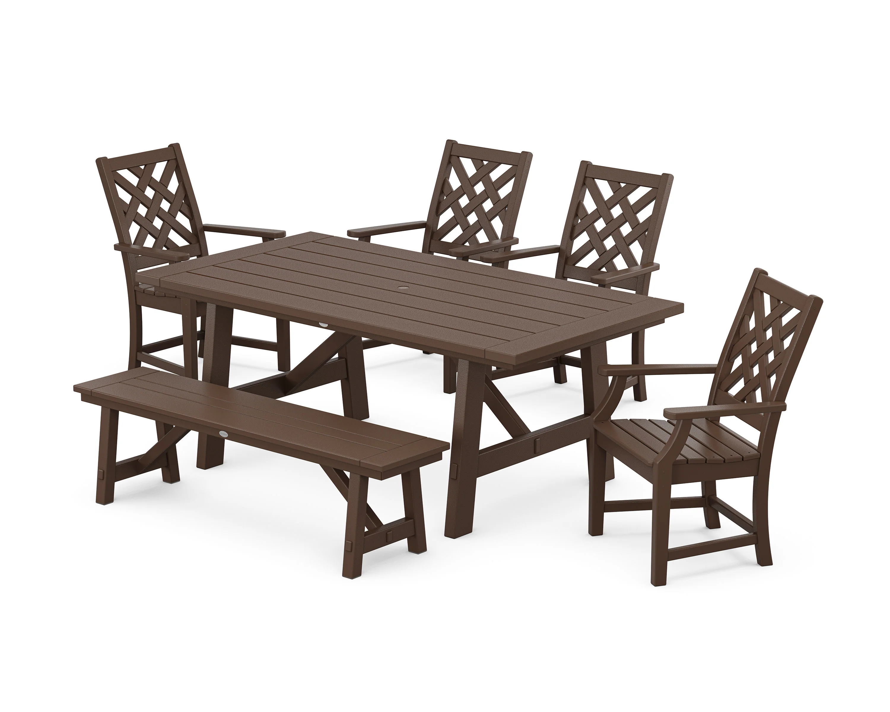 Wovendale 6-Piece Rustic Farmhouse Dining Set with Bench - Image 3