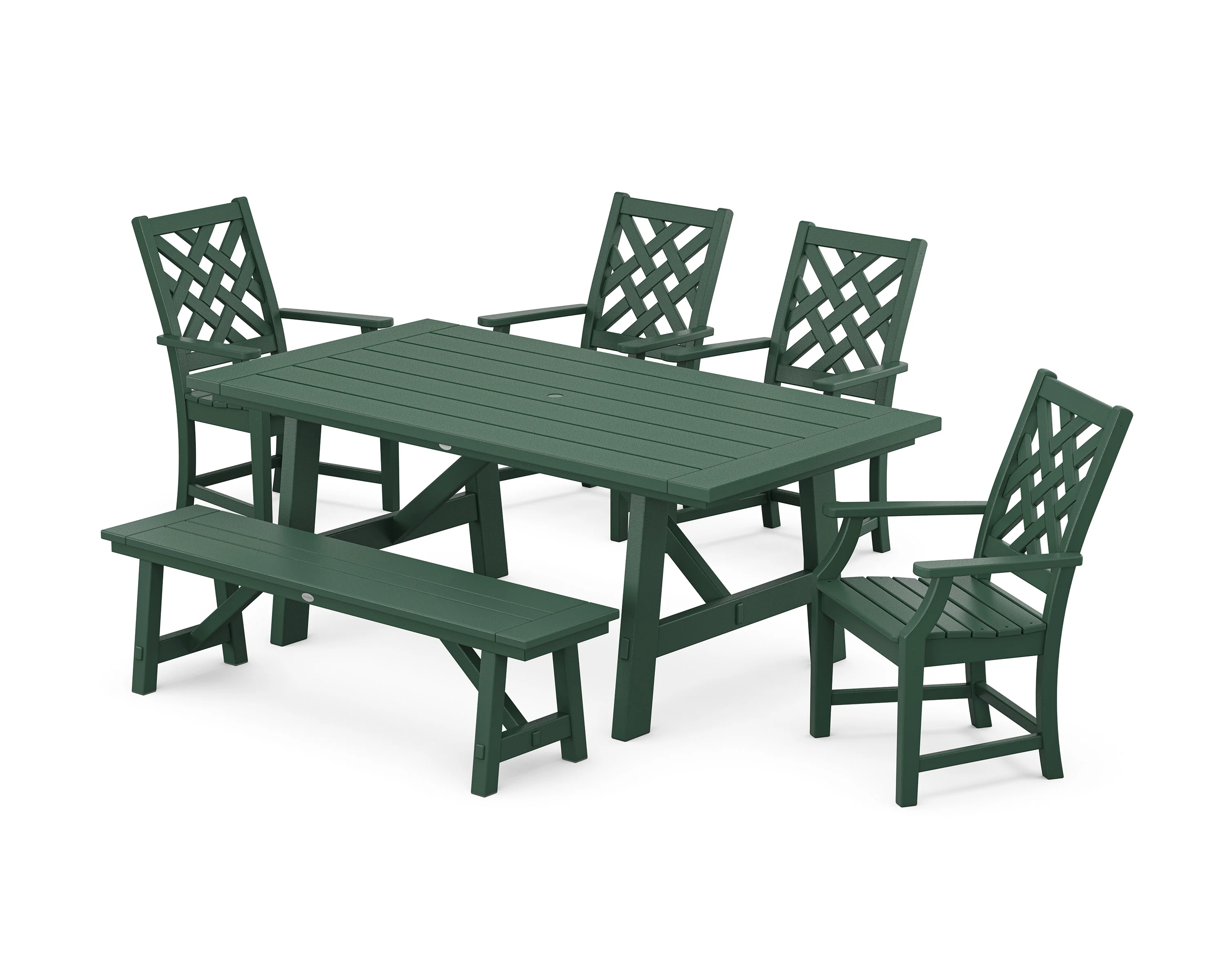 Wovendale 6-Piece Rustic Farmhouse Dining Set with Bench - Image 4