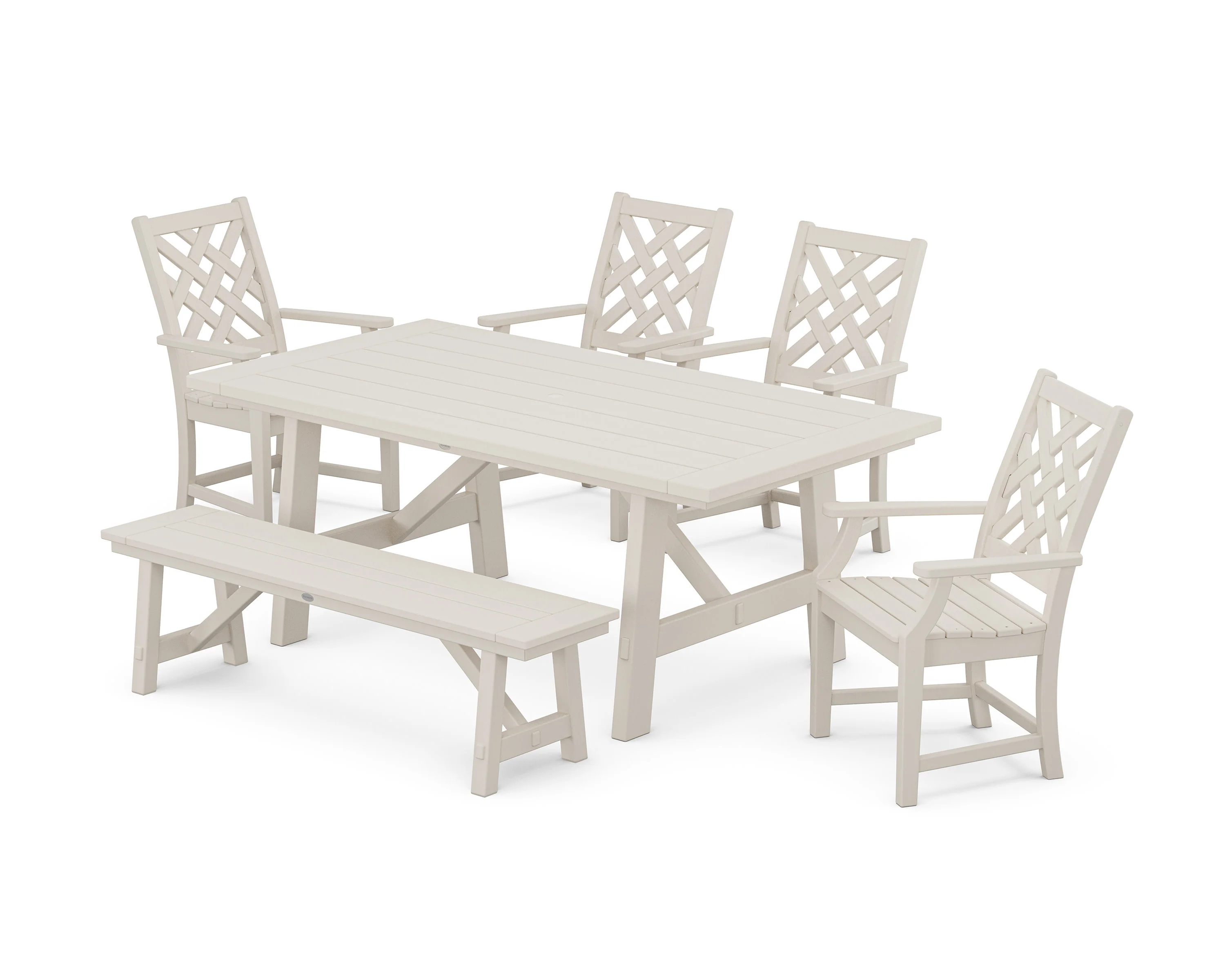 Wovendale 6-Piece Rustic Farmhouse Dining Set with Bench - Image 5