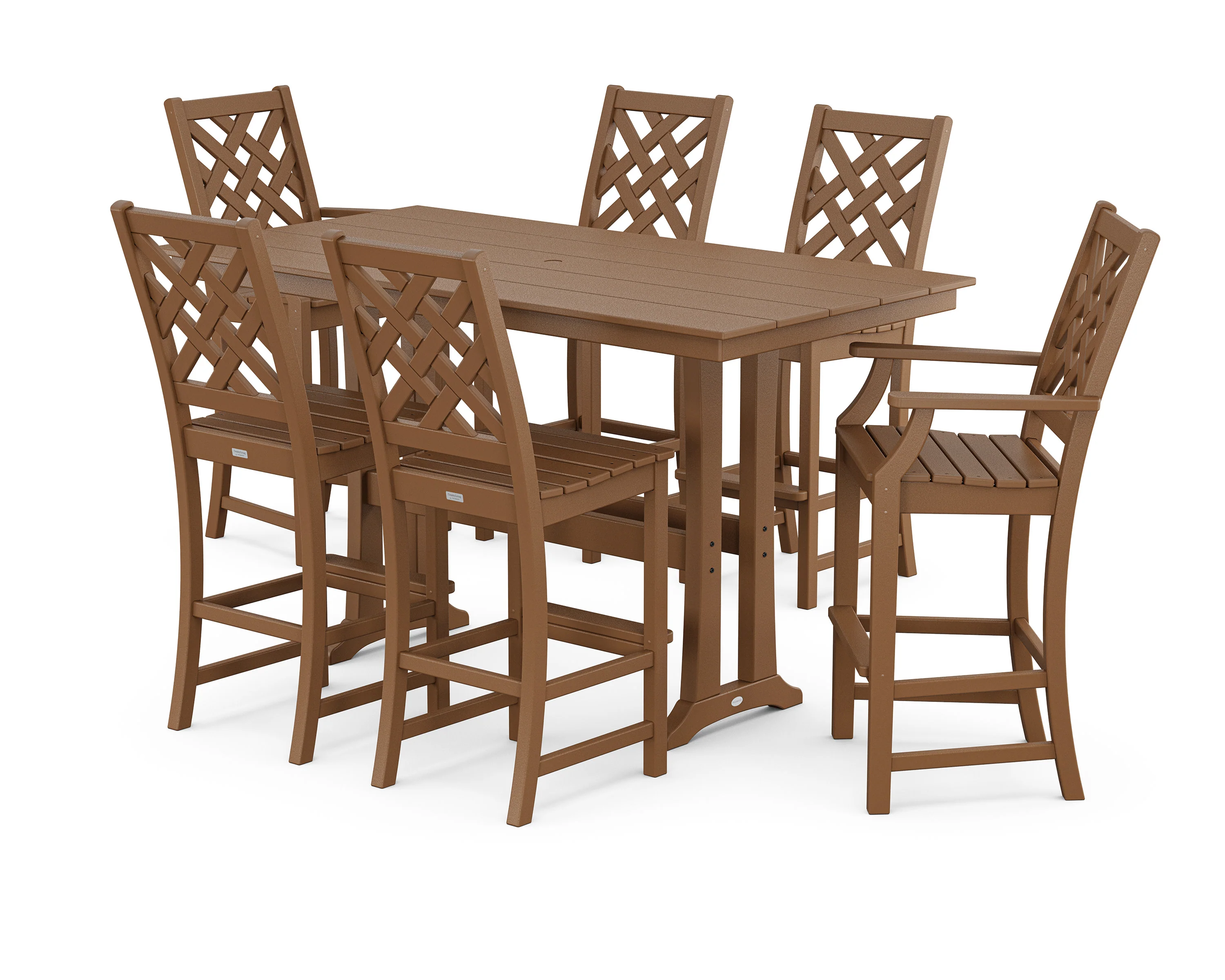Wovendale 7-Piece Farmhouse Bar Set with Trestle Legs - Image 3