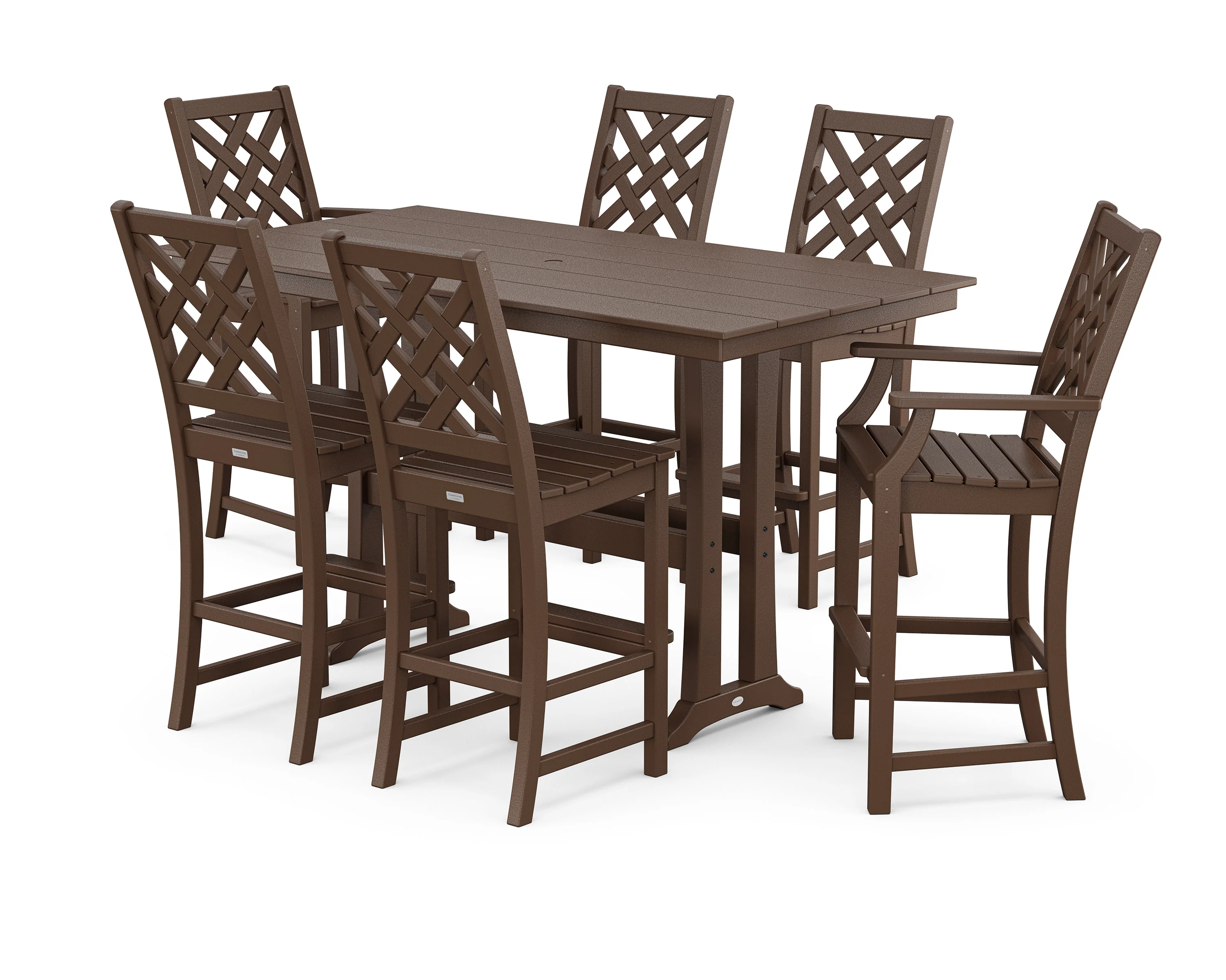 Wovendale 7-Piece Farmhouse Bar Set with Trestle Legs - Image 6