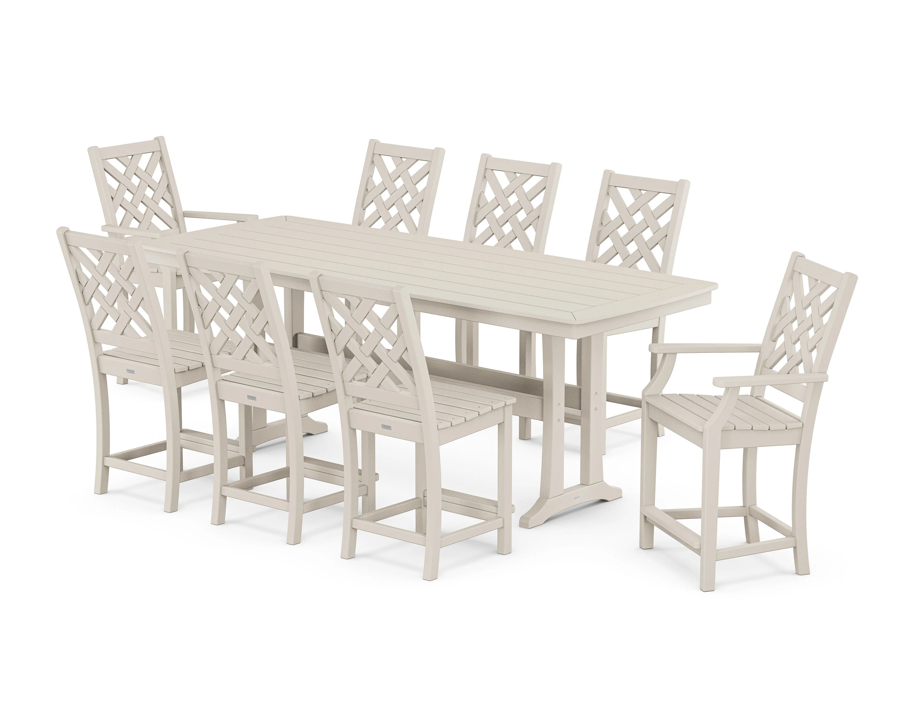 Wovendale 9-Piece Counter Set with Trestle Legs - Image 4