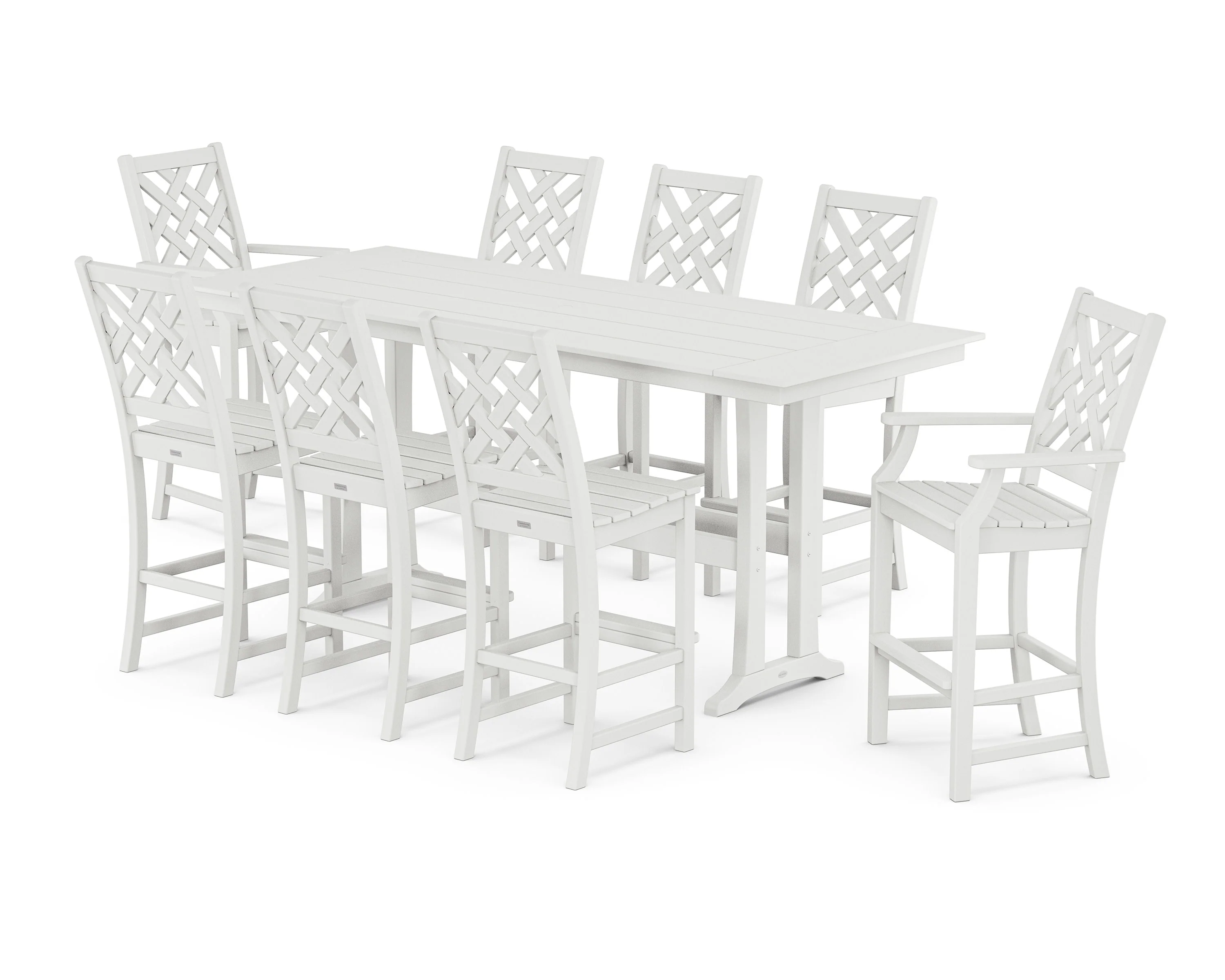 Wovendale 9-Piece Farmhouse Bar Set with Trestle Legs - Image 4