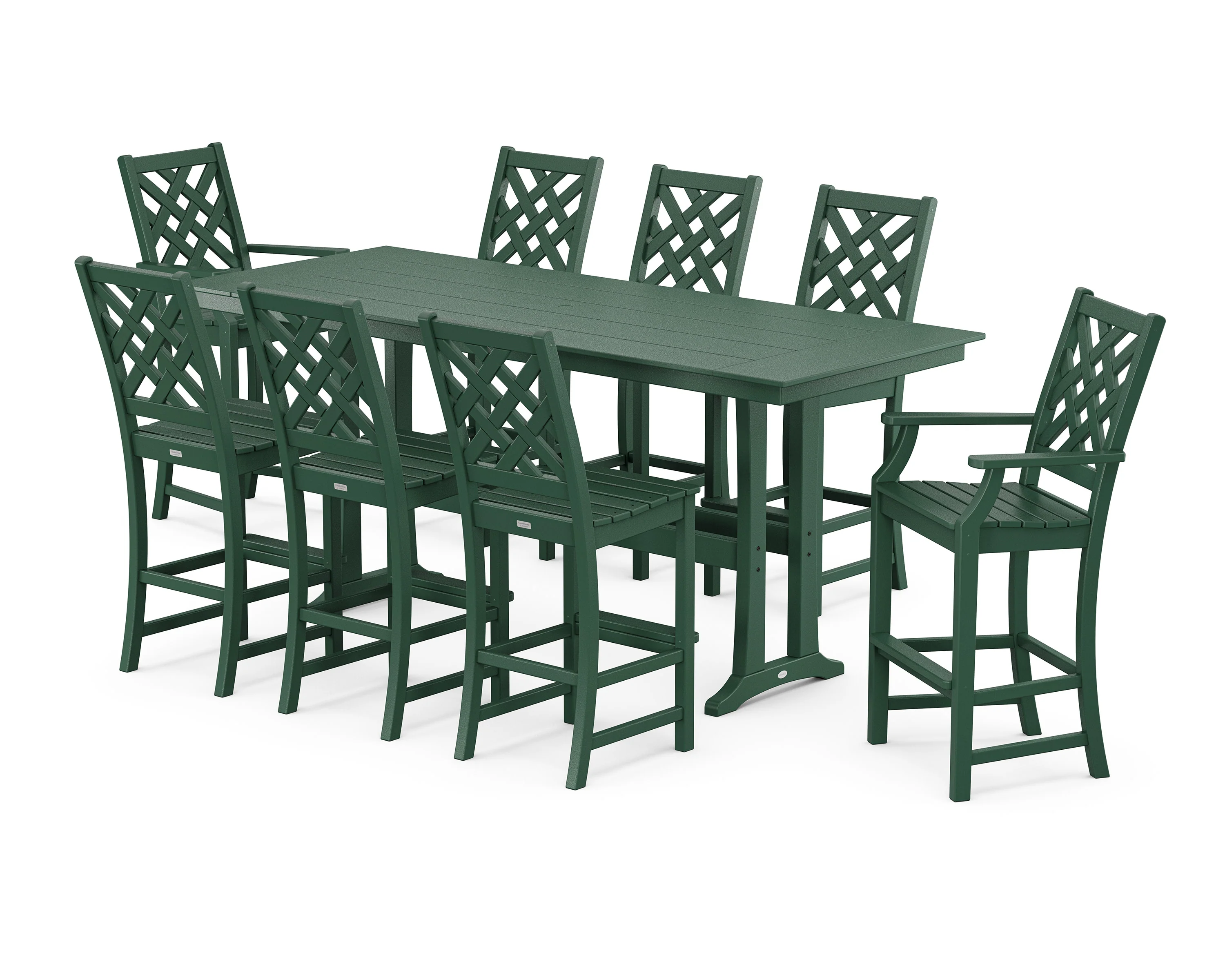 Wovendale 9-Piece Farmhouse Bar Set with Trestle Legs - Image 7