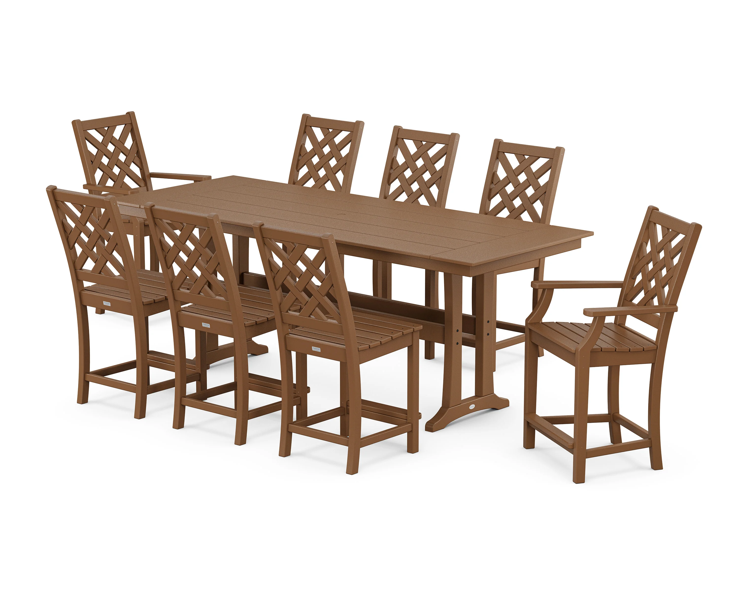 Wovendale 9-Piece Farmhouse Counter Set with Trestle Legs - Image 5