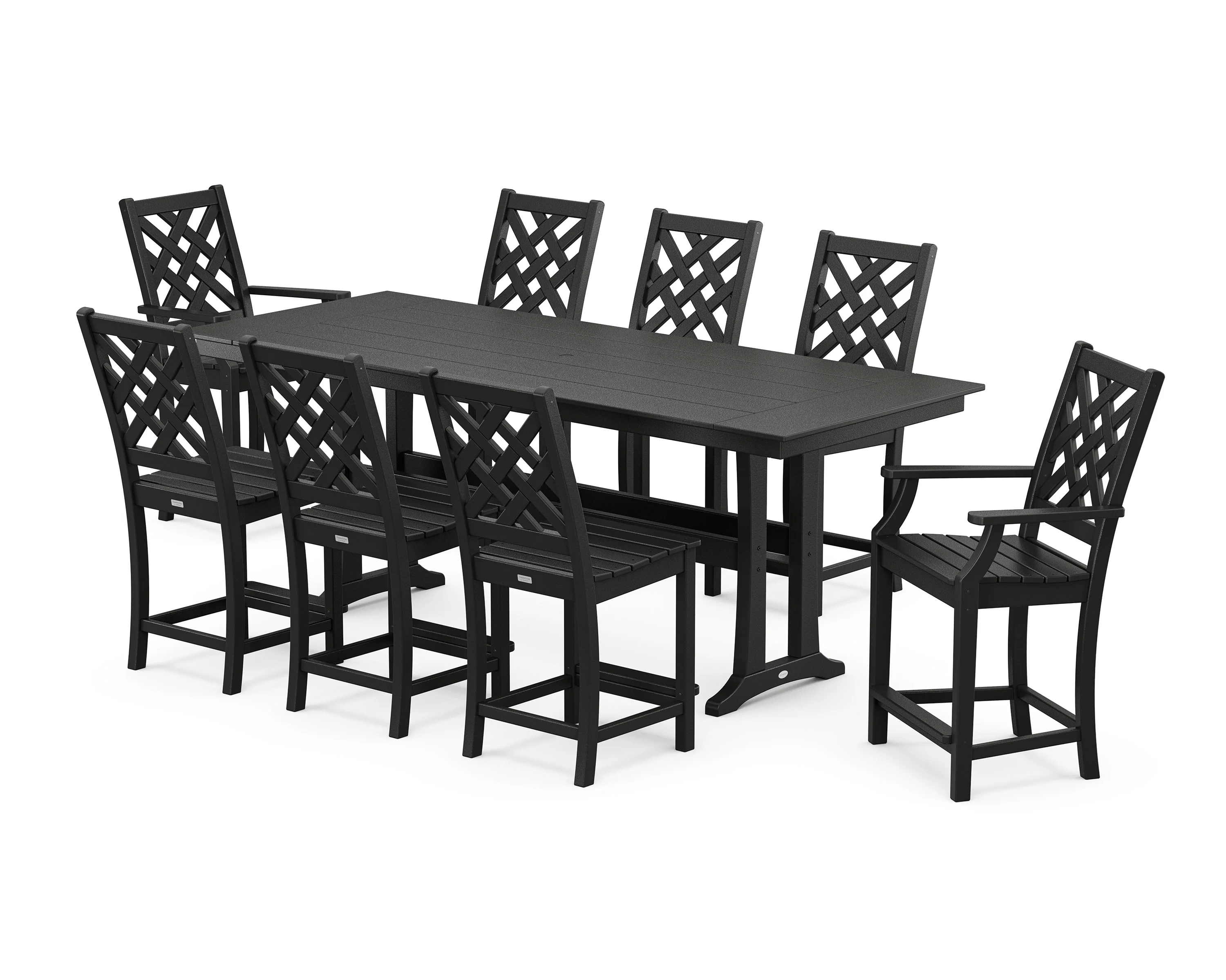 Wovendale 9-Piece Farmhouse Counter Set with Trestle Legs - Image 6