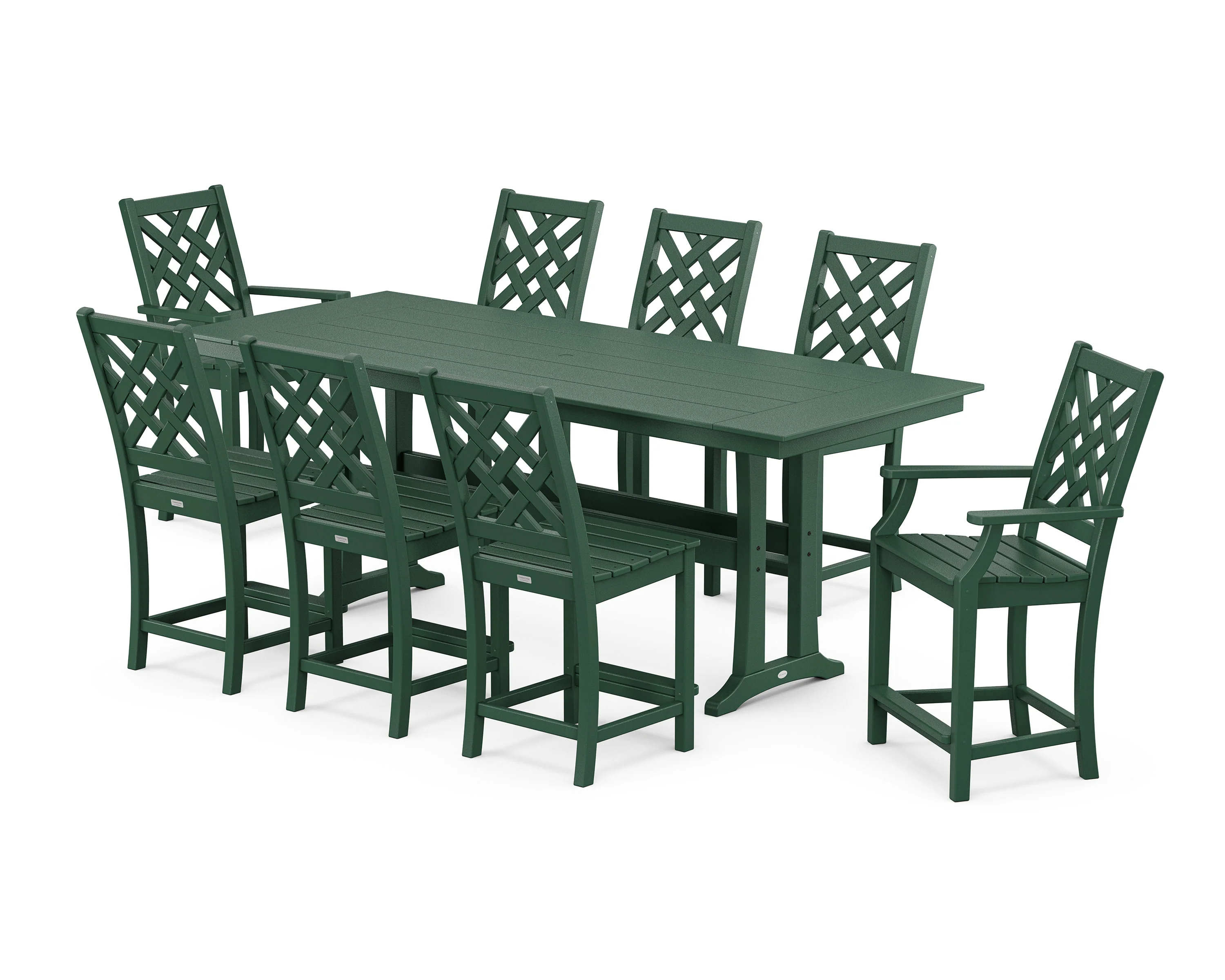 Wovendale 9-Piece Farmhouse Counter Set with Trestle Legs - Image 8