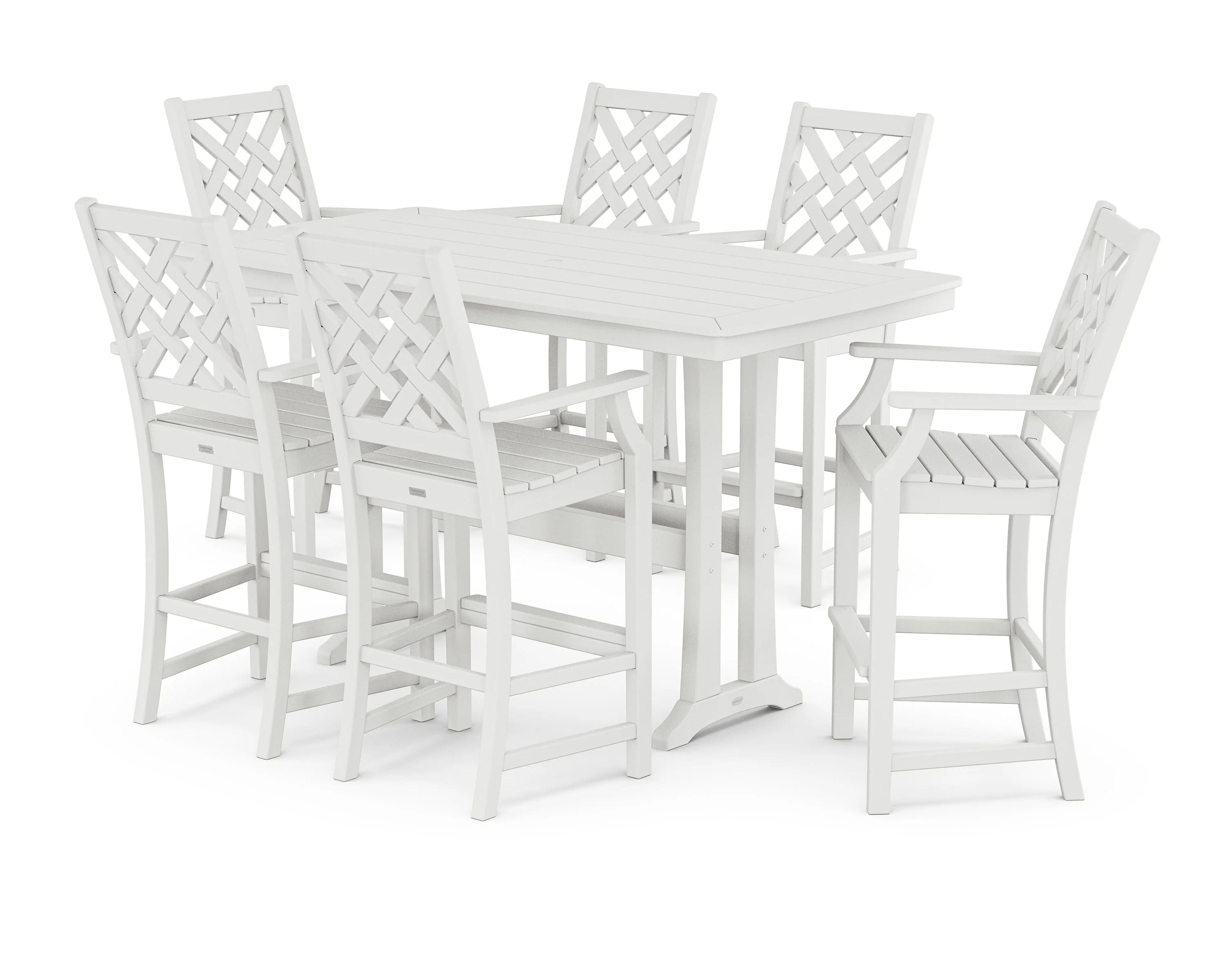 Wovendale Arm Chair 7-Piece Bar Set with Trestle Legs - Image 5