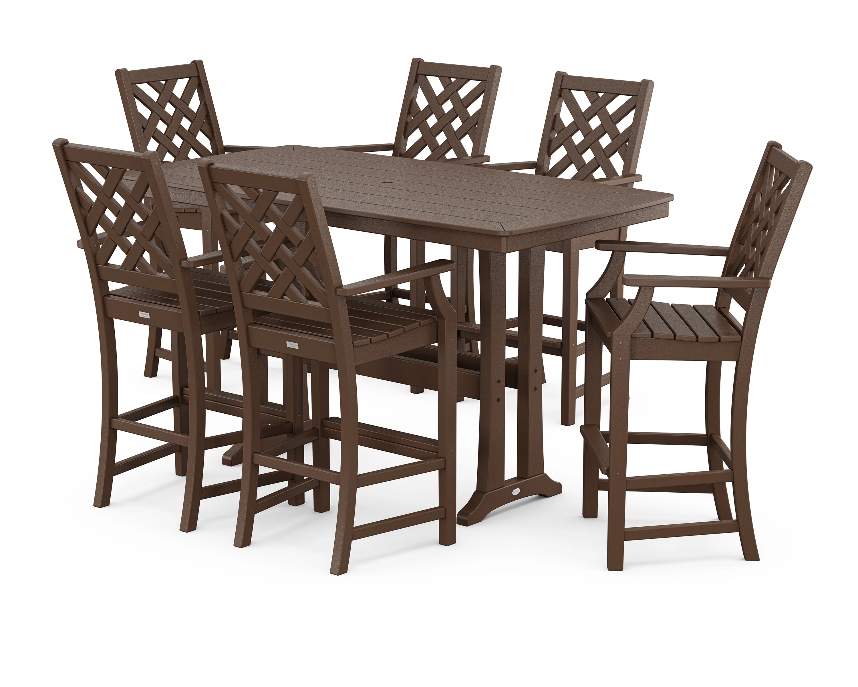 Wovendale Arm Chair 7-Piece Bar Set with Trestle Legs - Image 6