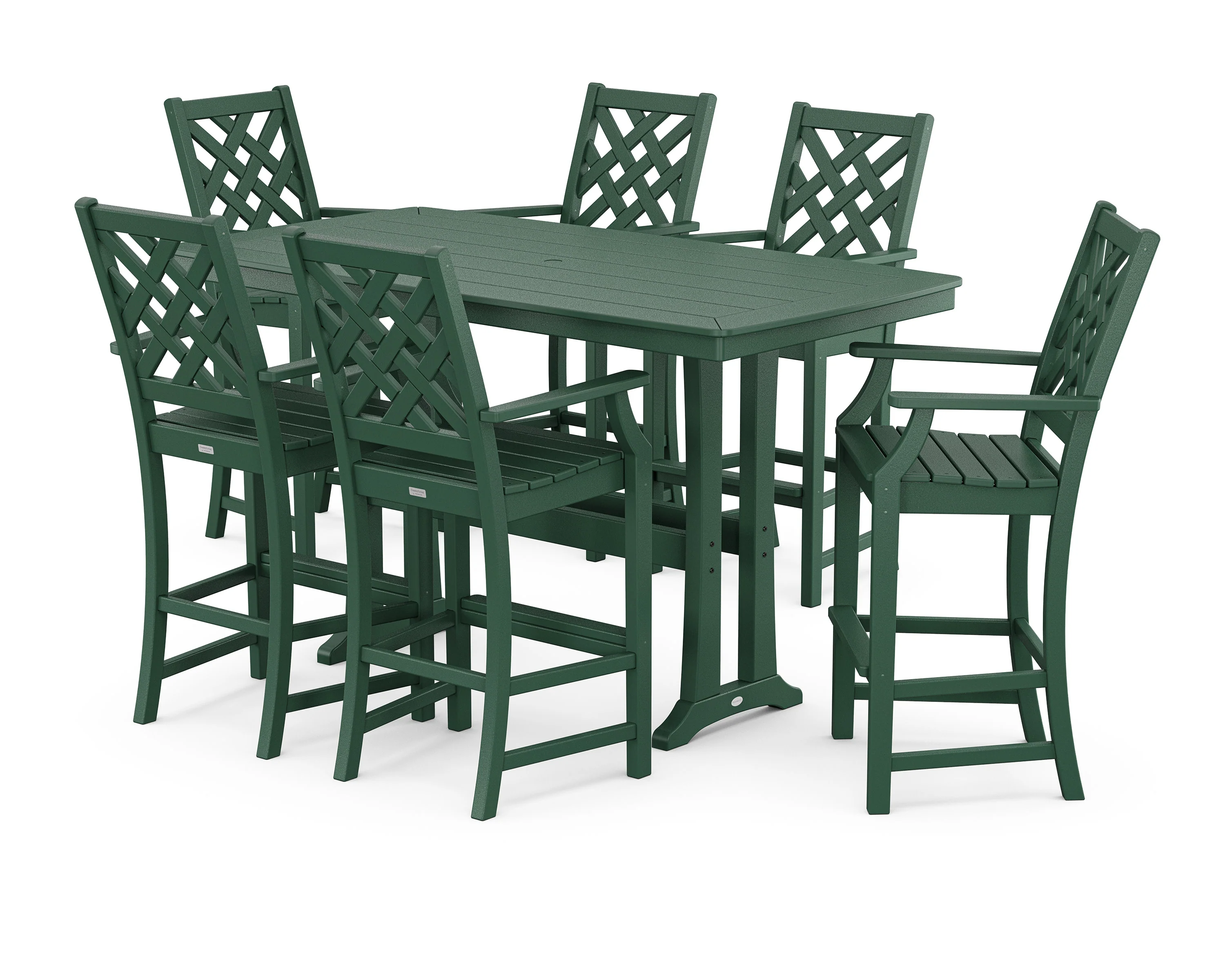 Wovendale Arm Chair 7-Piece Bar Set with Trestle Legs - Image 7