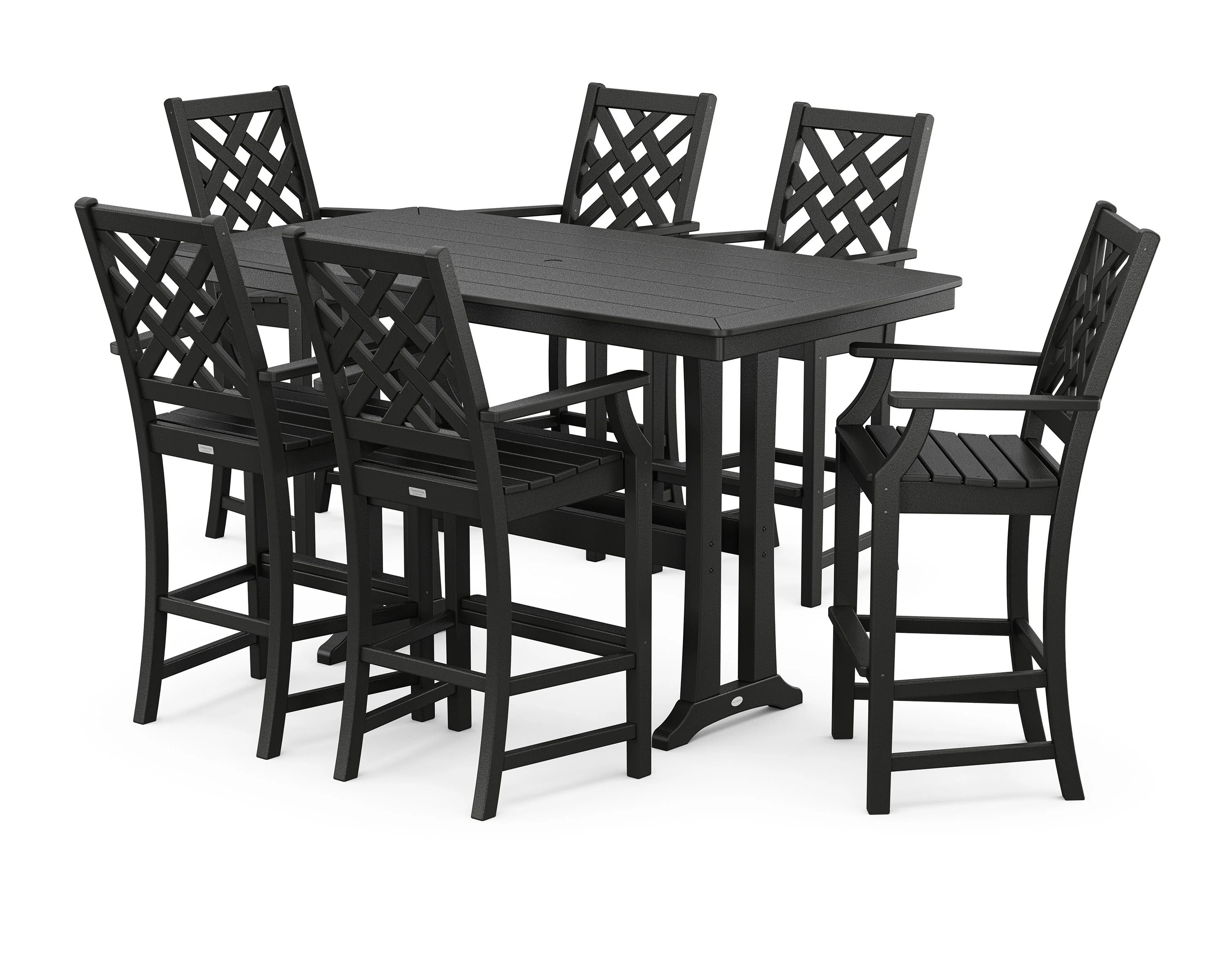 Wovendale Arm Chair 7-Piece Bar Set with Trestle Legs - Image 8