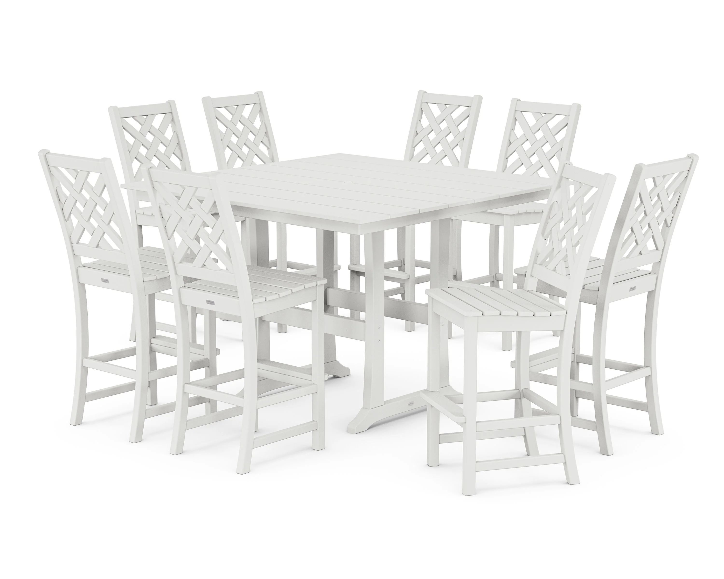 Wovendale Side Chair 9-Piece Square Farmhouse Bar Set with Trestle Legs - Image 5