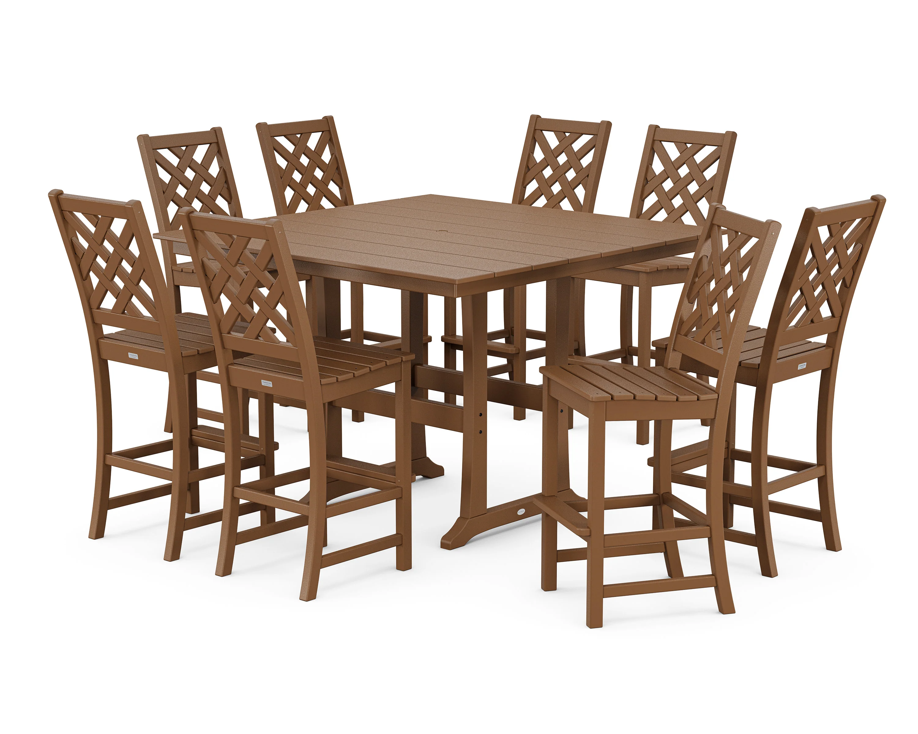 Wovendale Side Chair 9-Piece Square Farmhouse Bar Set with Trestle Legs - Image 6